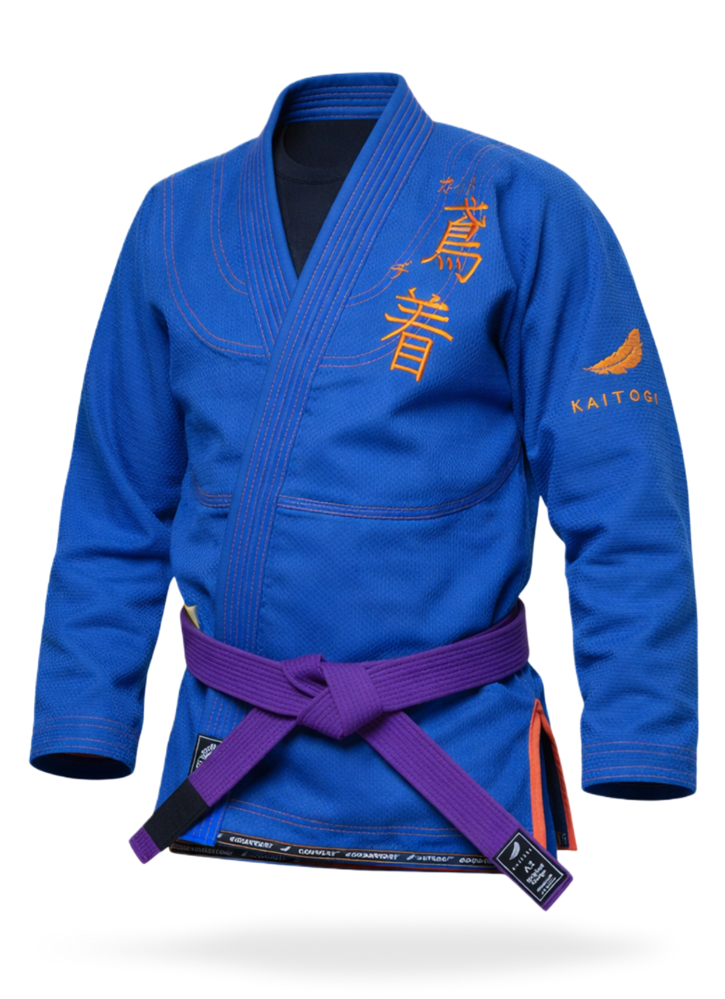 Яркая синяя куртка с оранжевой отделкой, индивидуальность на татами