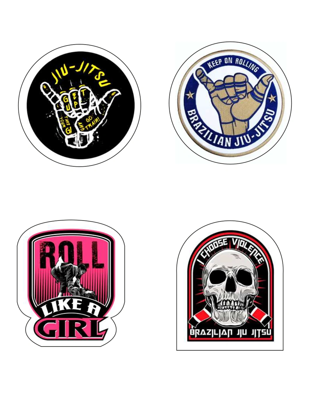 Наклейки джиу-джитсу KAITOGI: принты Roll Like a Girl, графика со скелетами и эмблемы академий
