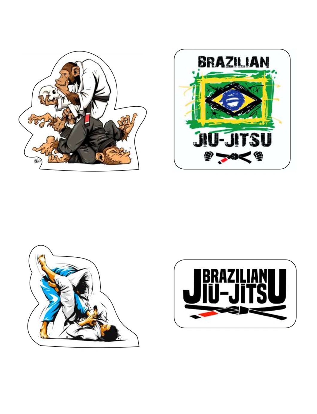 Стикеры BJJ KAITOGI с иллюстрациями приемов борьбы и надписями для джитсеров