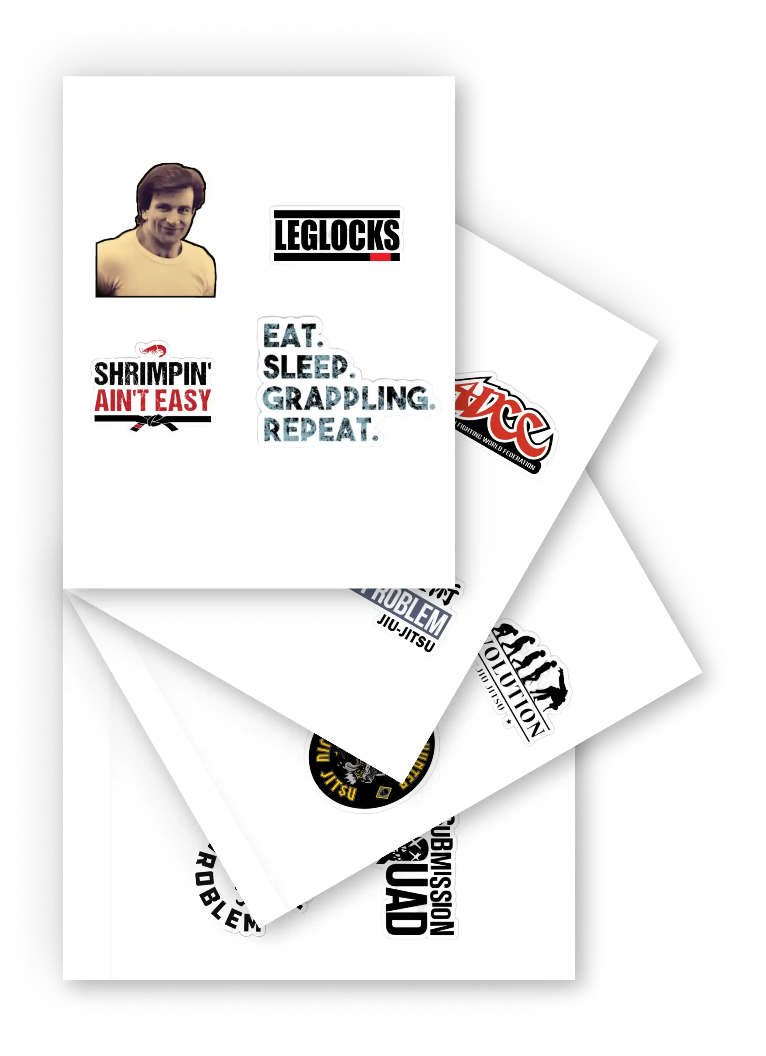 Набор из 16 наклеек Grappling No Gi KAITOGI: качественные принты для любителей борьбы без кимоно