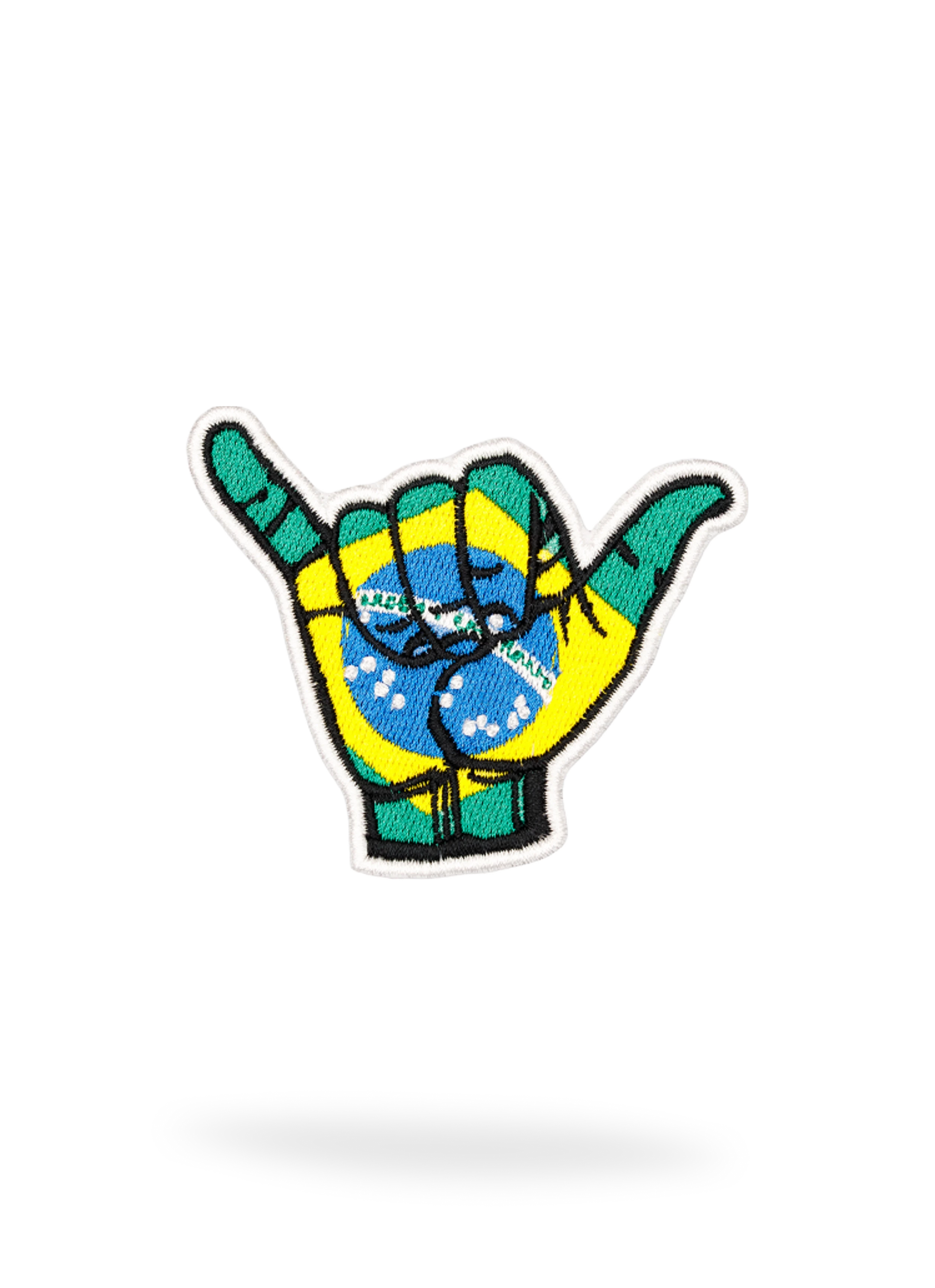 Шеврон BJJ Шака (Shaka) KAITOGI для кимоно — символ rolling-культуры в цветах флага Бразилии