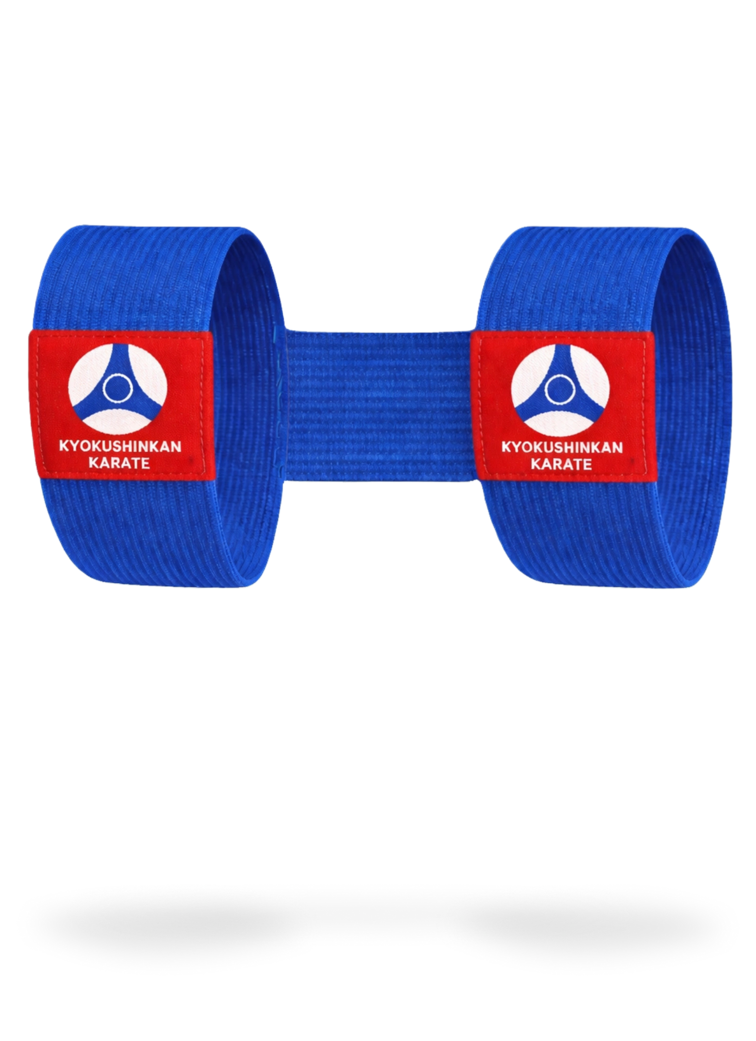 Синий двойной фиксатор с эмблемой федерации Кёкусин-кан