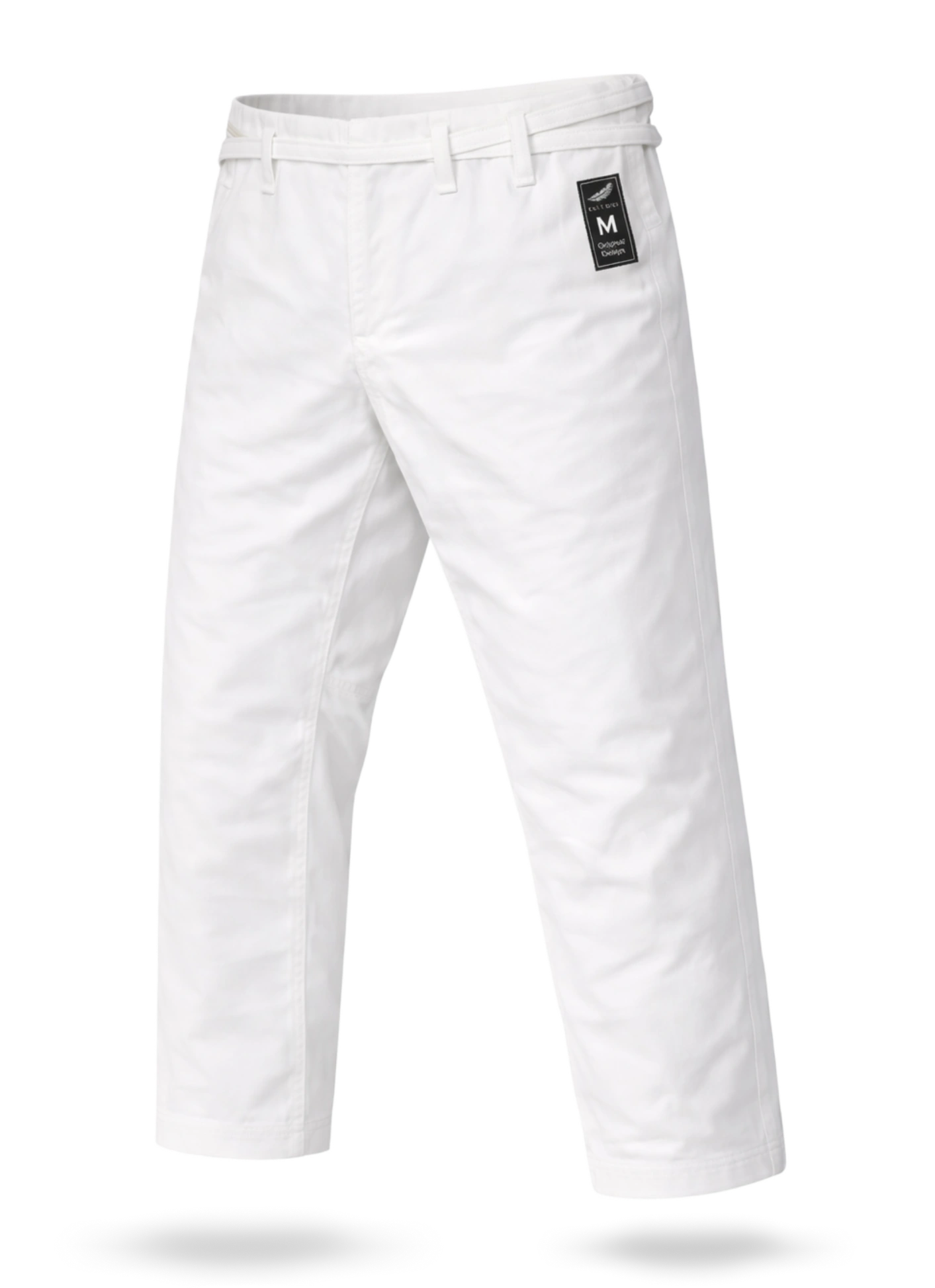 Белые штаны для карате KAITOGI М1 на завязках: удлиненная модель до пола из 100% хлопка