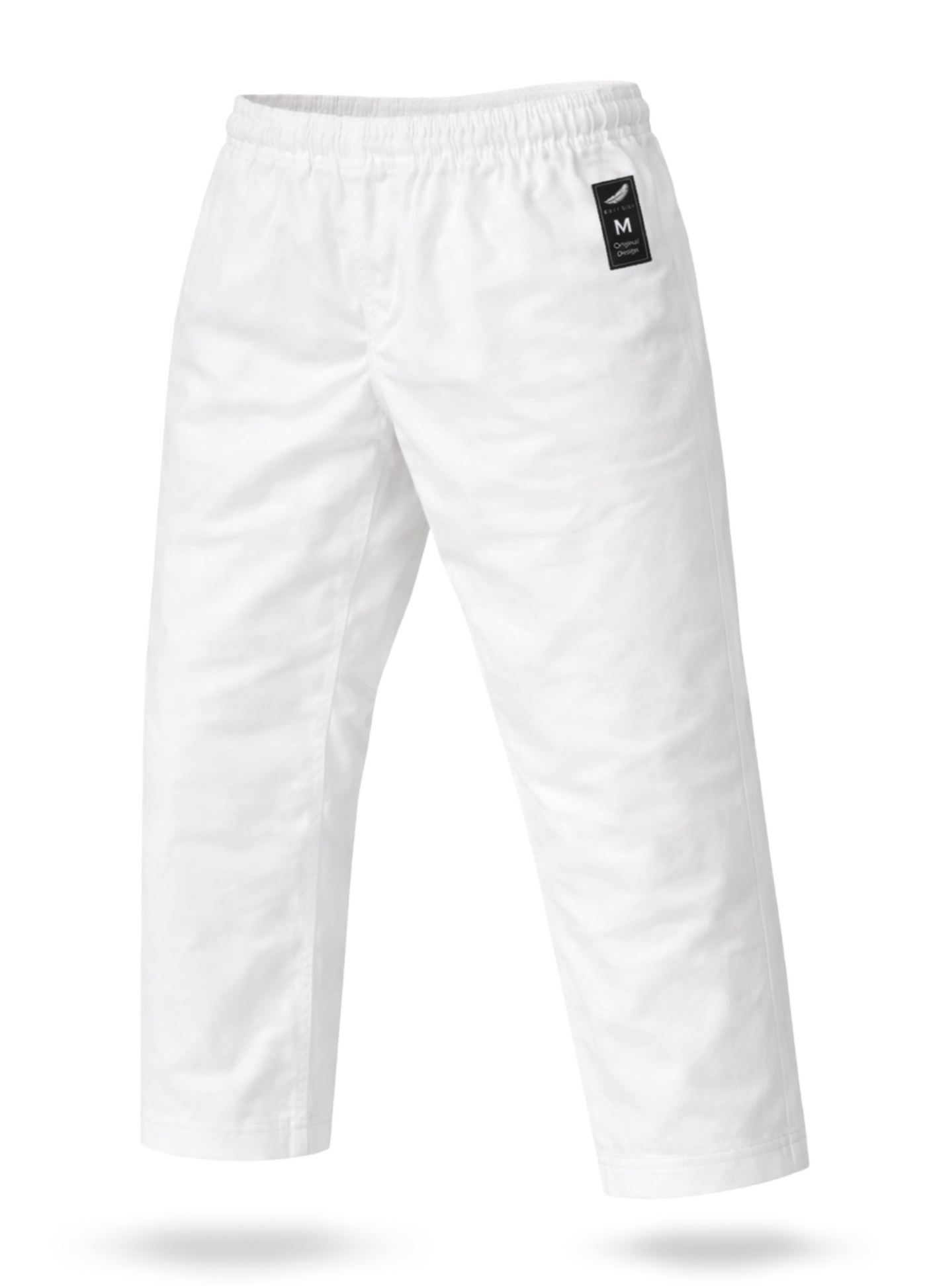 Белые штаны для карате KAITOGI М1 на резинке: комфортный пояс со шнурком, длина до пола