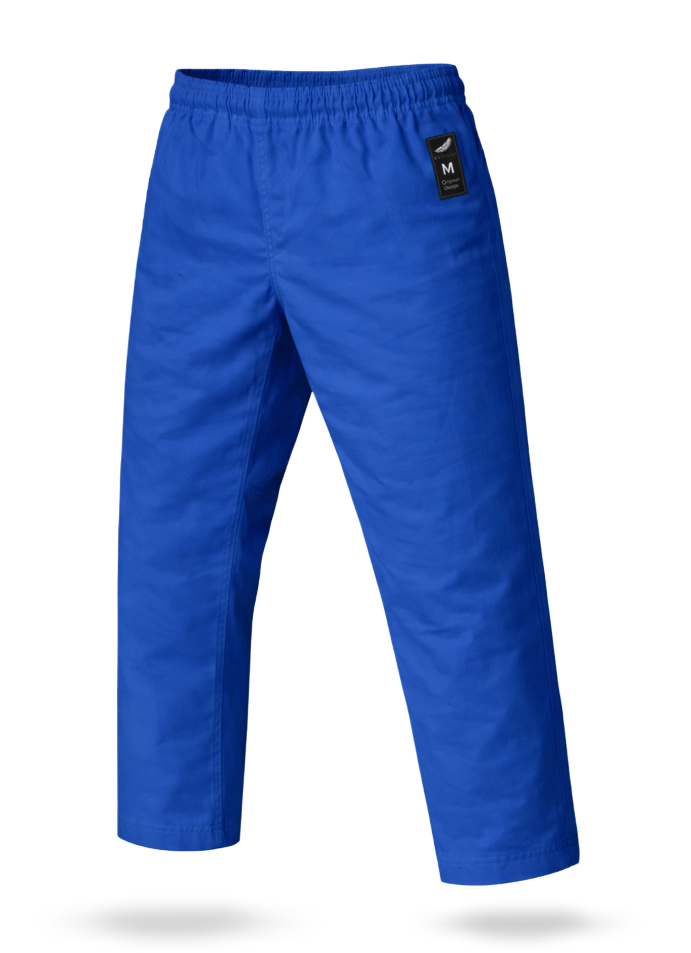 Синие штаны для каратэ KAITOGI М1 на резинке: усиленные зоны натяжения и эффект «хлопка»