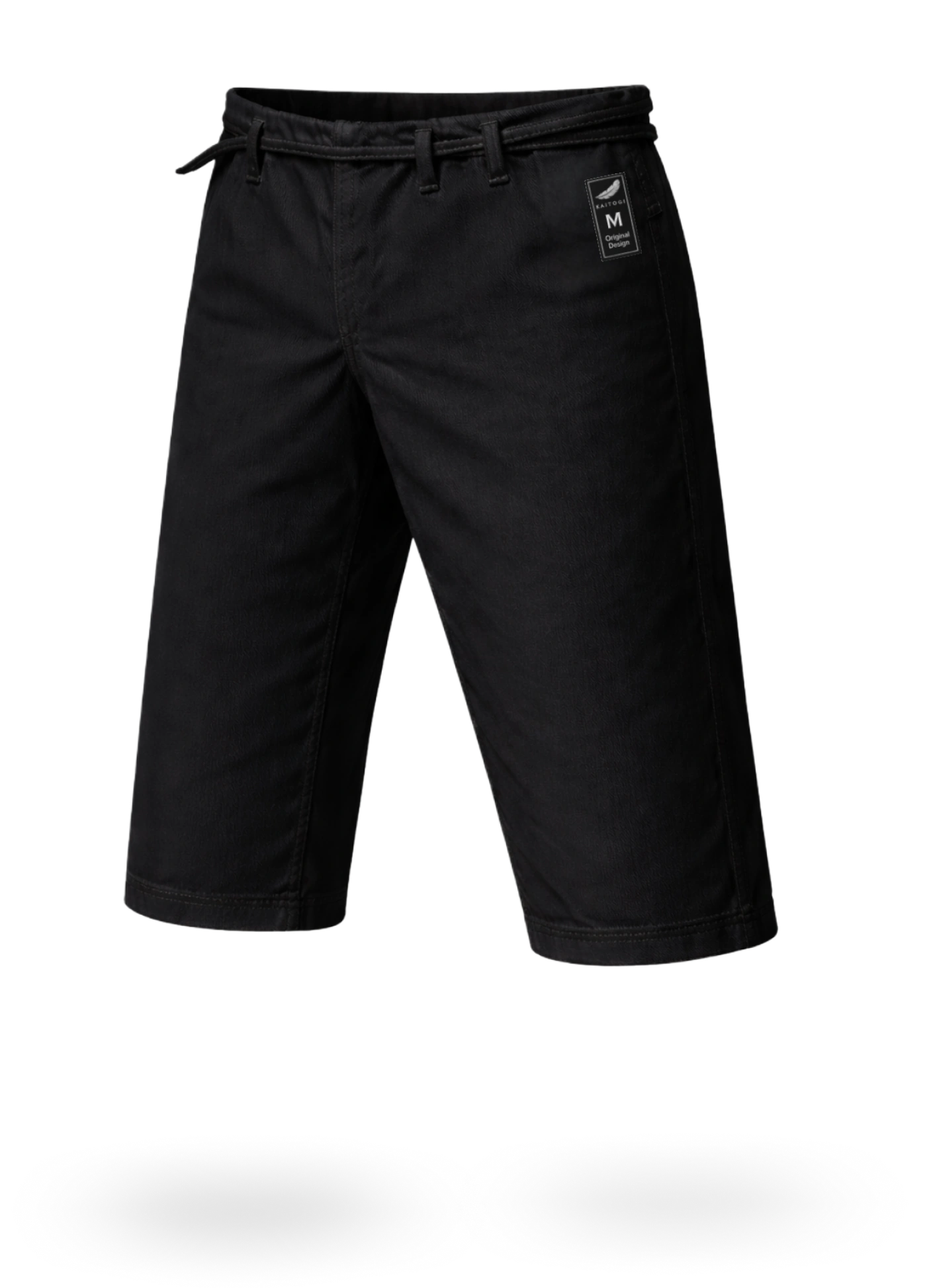 Черные штаны-бриджи для карате KAITOGI М4 на завязках: профессиональная защита ниже колена с армированными швами