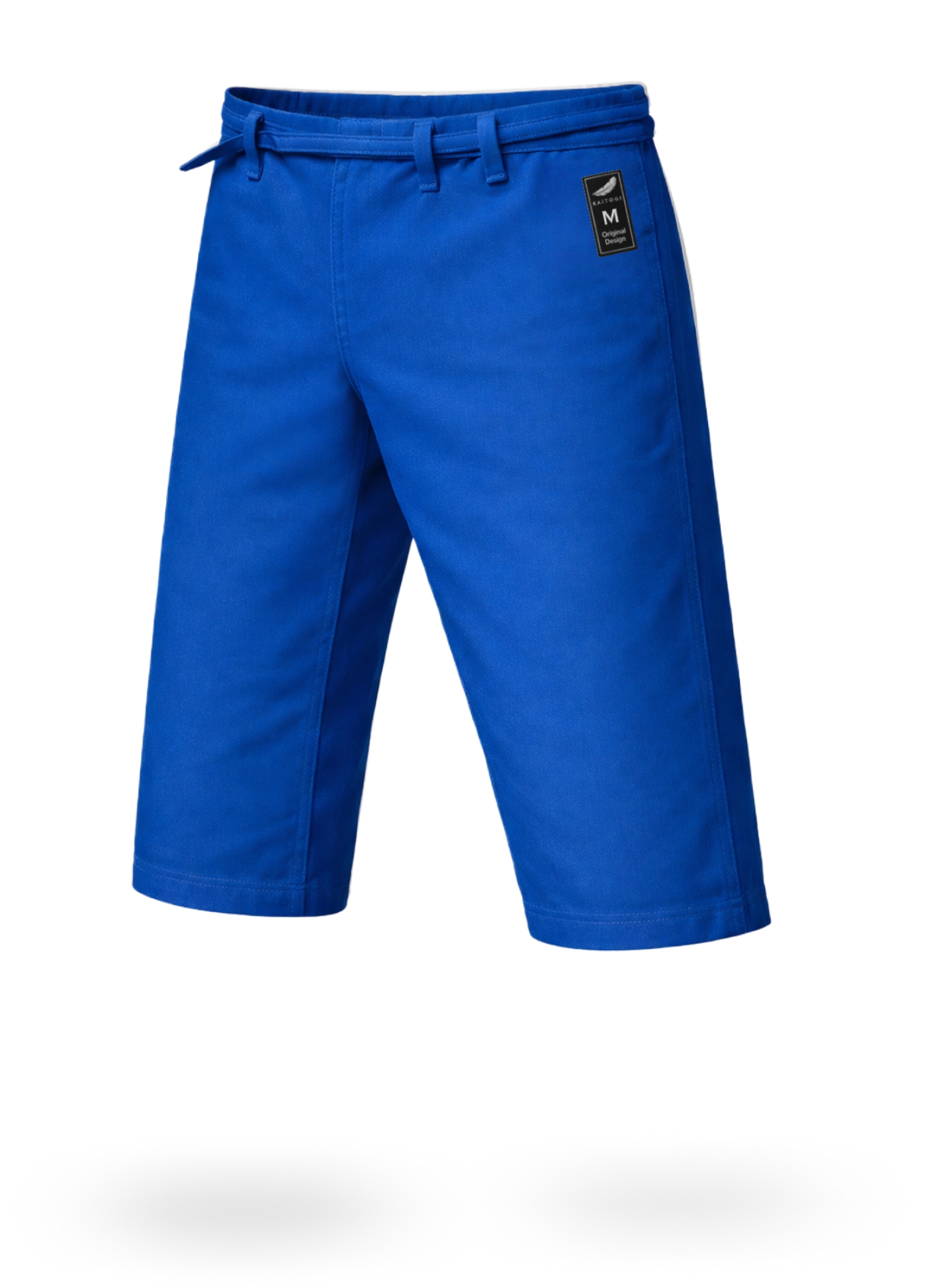 Синие штаны-бриджи для карате KAITOGI М4 на завязках: износостойкая ткань и крой ниже колена для кумитэ