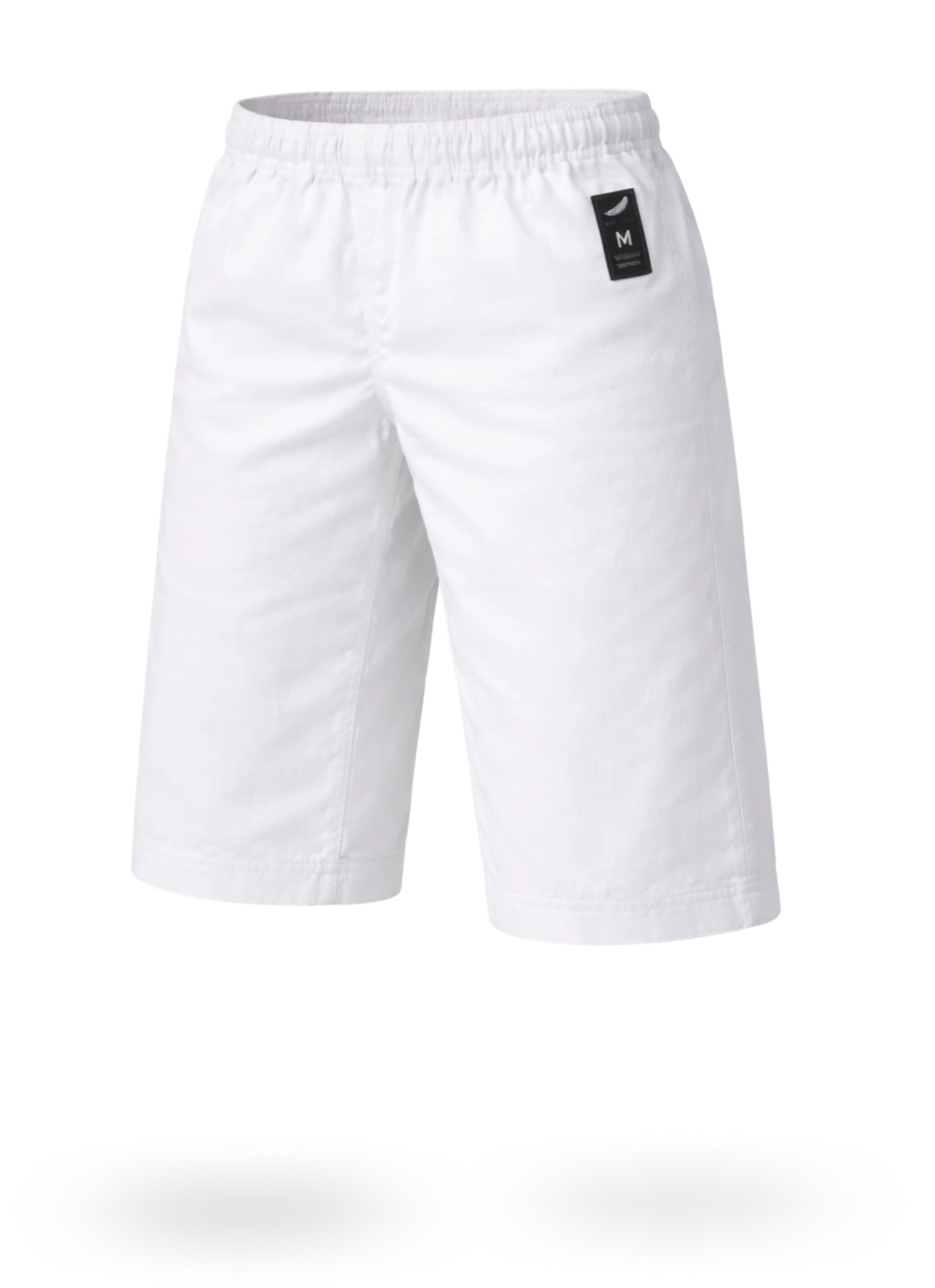 Белые штаны-бриджи для карате KAITOGI М4 на резинке: комфортный пояс со шнурком и длина ниже колена