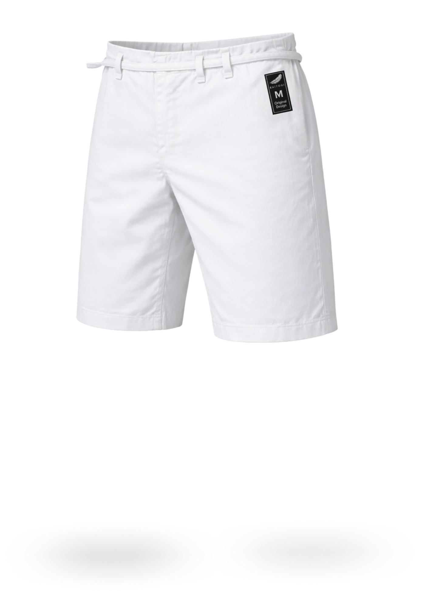 Белые штаны-шорты для карате KAITOGI М5 на завязках: укороченная тренировочная модель длиной по колено