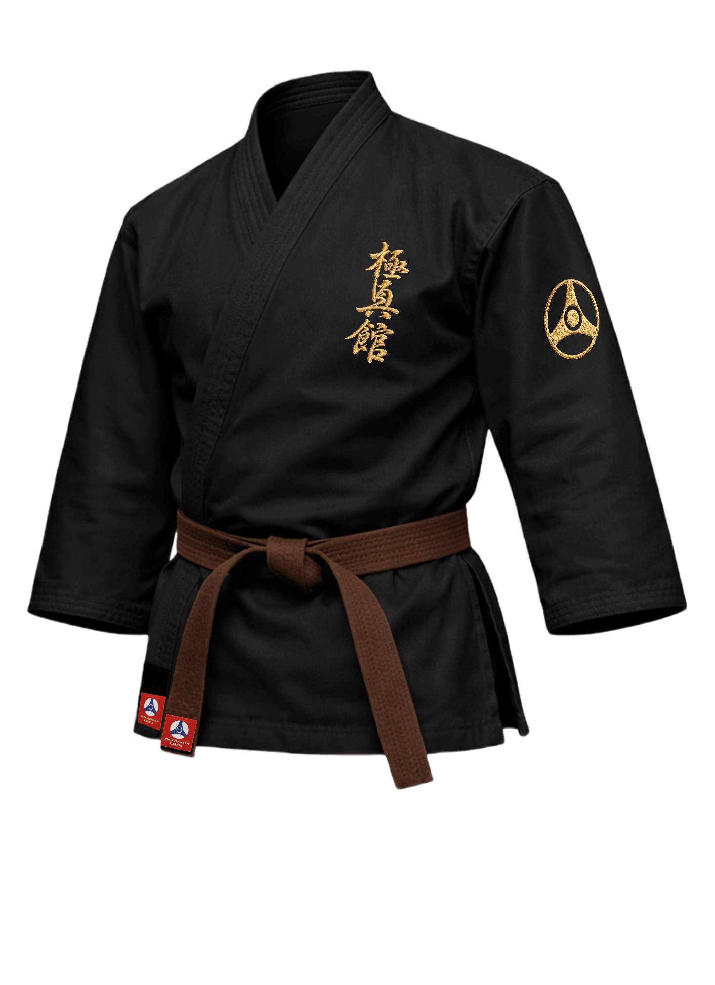 Черная куртка для карате Кёкусин-кан (КАН) модель К3: укороченное доги-конструктор с рукавом до запястья