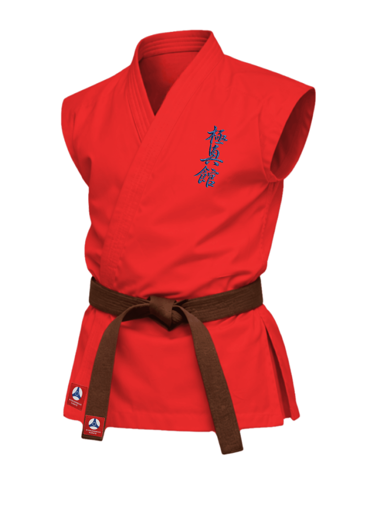 Красная куртка-жилет карате KAITOGI К6 с вышивкой Кёкусин-кан: яркий дизайн и 100% натуральный хлопок