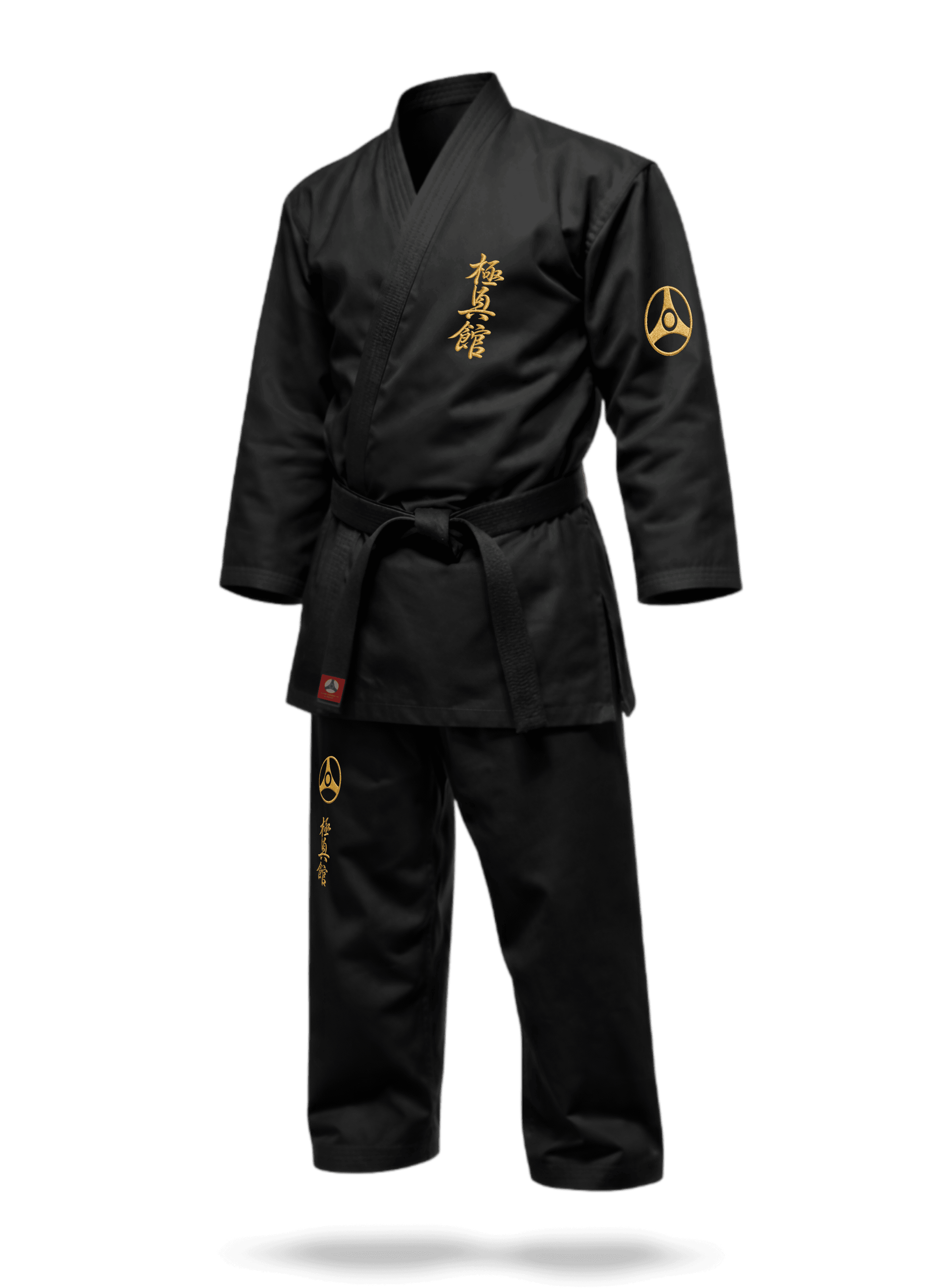 Черное кимоно карате KAITOGI К1–М3 с символикой Кёкусин-кан: профессиональное доги-конструктор с армированными швами