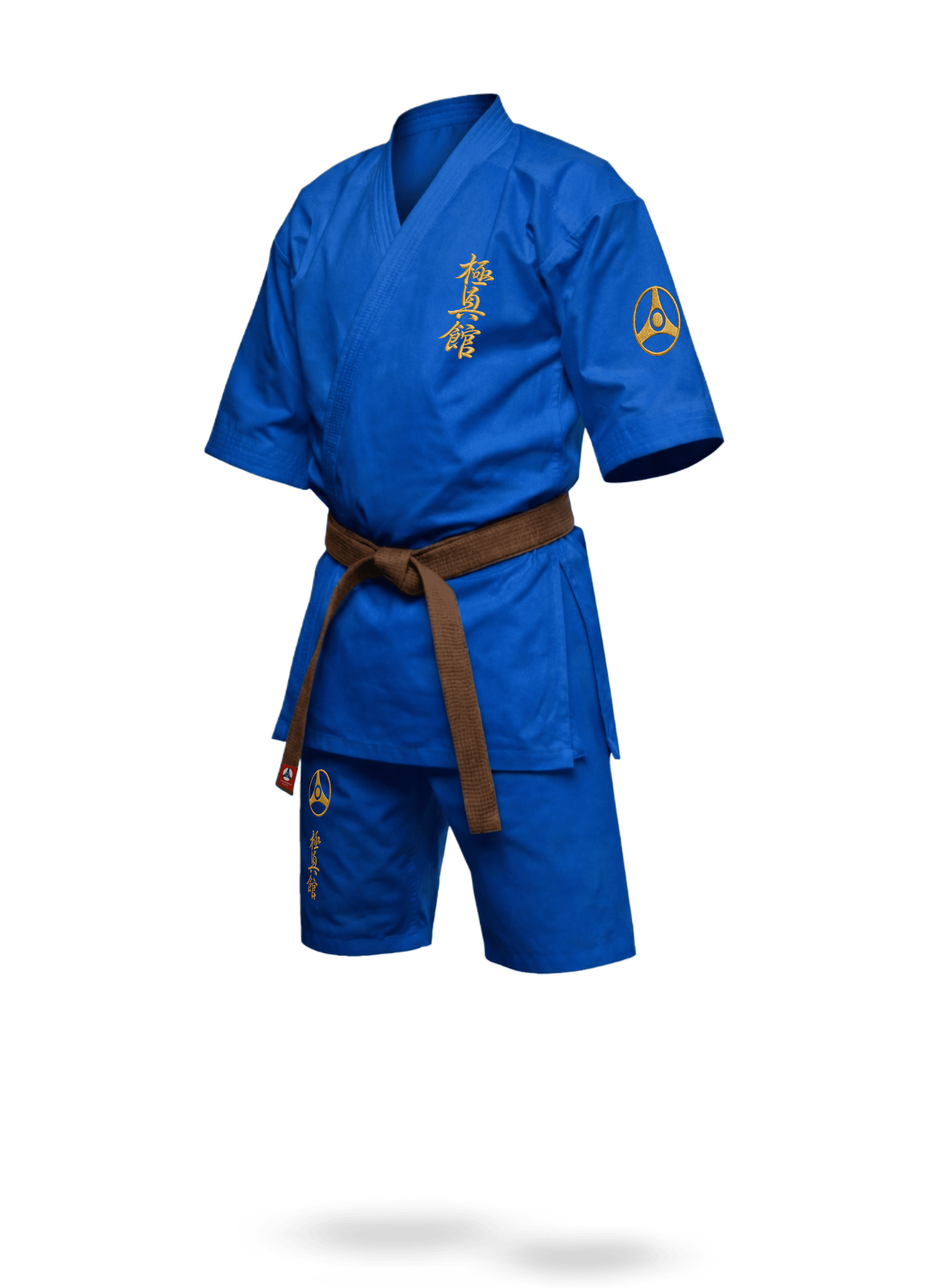 Синее кимоно карате KAITOGI К2–М5 Кёкусин-кан: инженерное качество, рукав 3/4 и короткие штаны-шорты