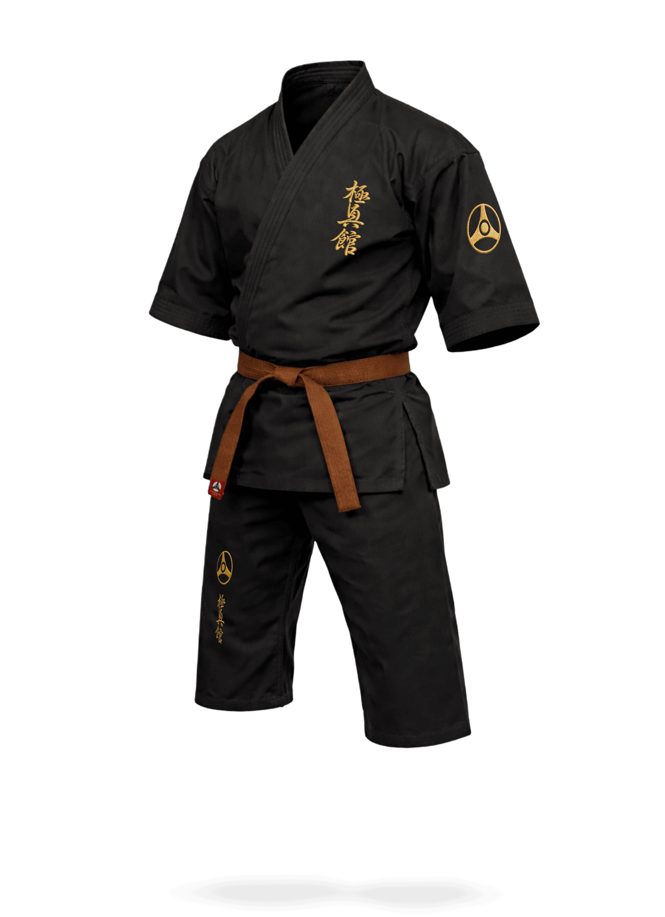 Черное кимоно карате KAITOGI К4–М4 с символикой Кёкусин-кан: профессиональное доги-конструктор из 100% хлопка