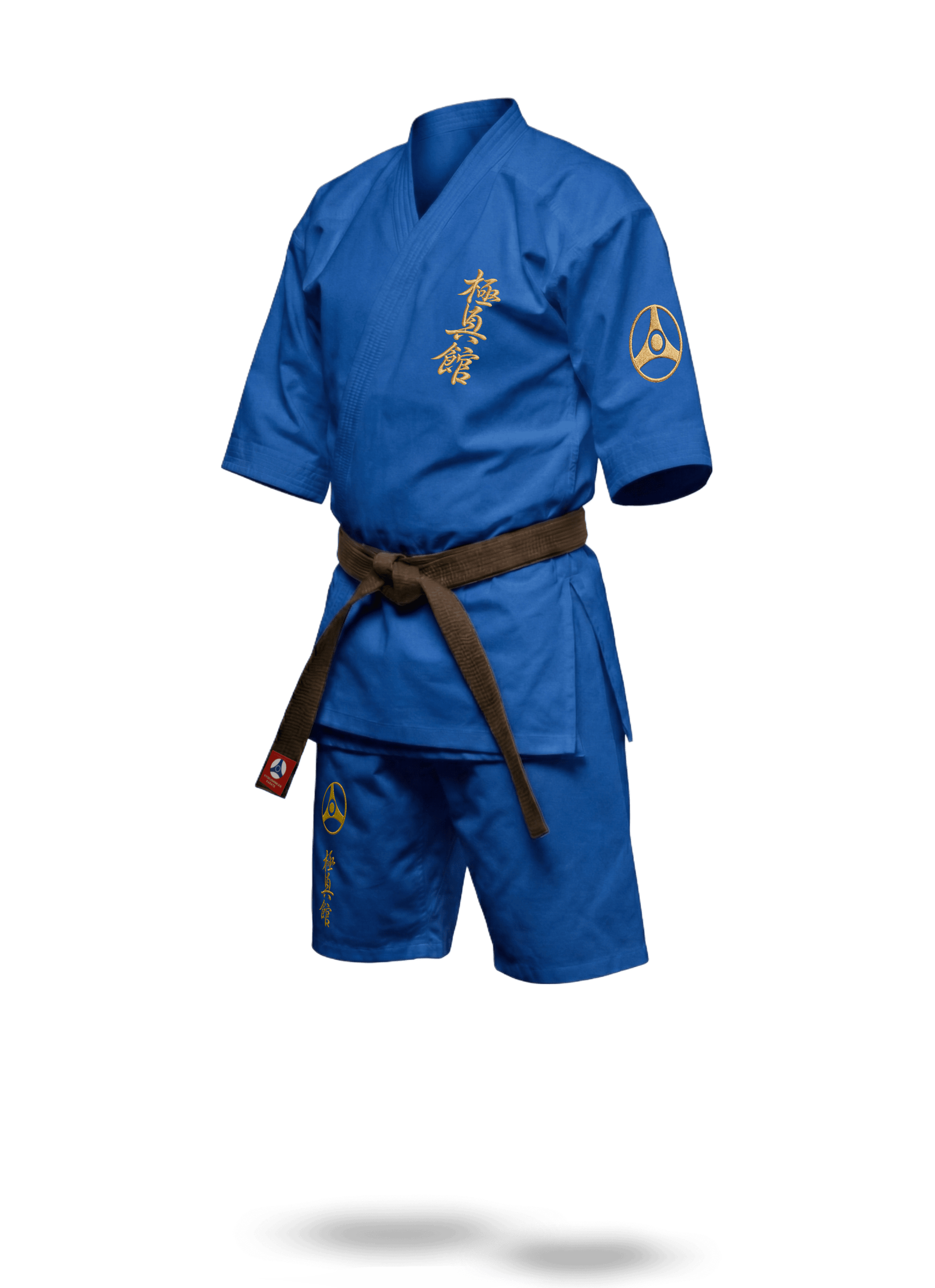 Синее кимоно карате KAITOGI К4–М5 Кёкусин-кан: облегченный вариант с укороченным рукавом и штанами по колено
