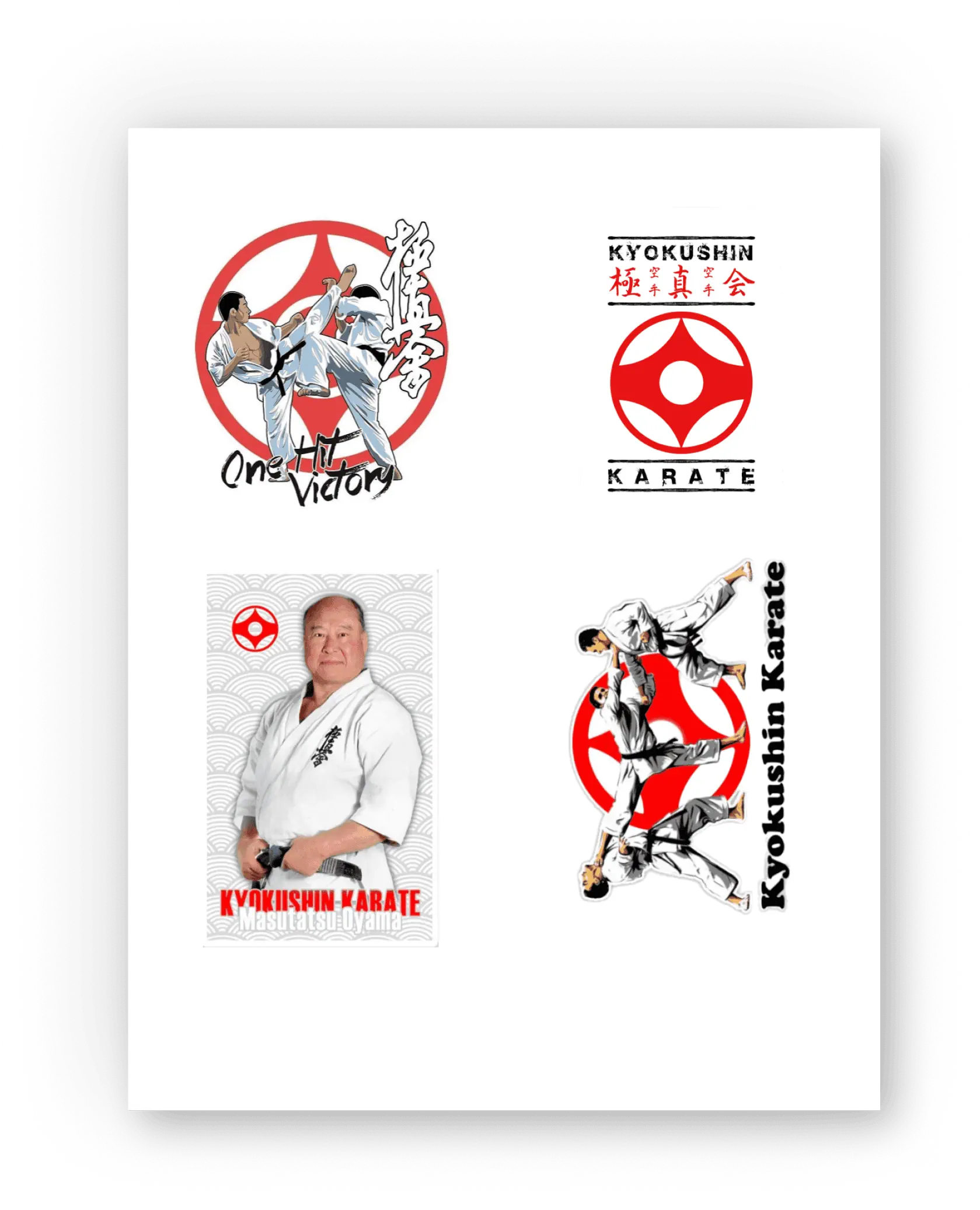 Первый лист набора наклеек KAITOGI для каратэ и киокушин