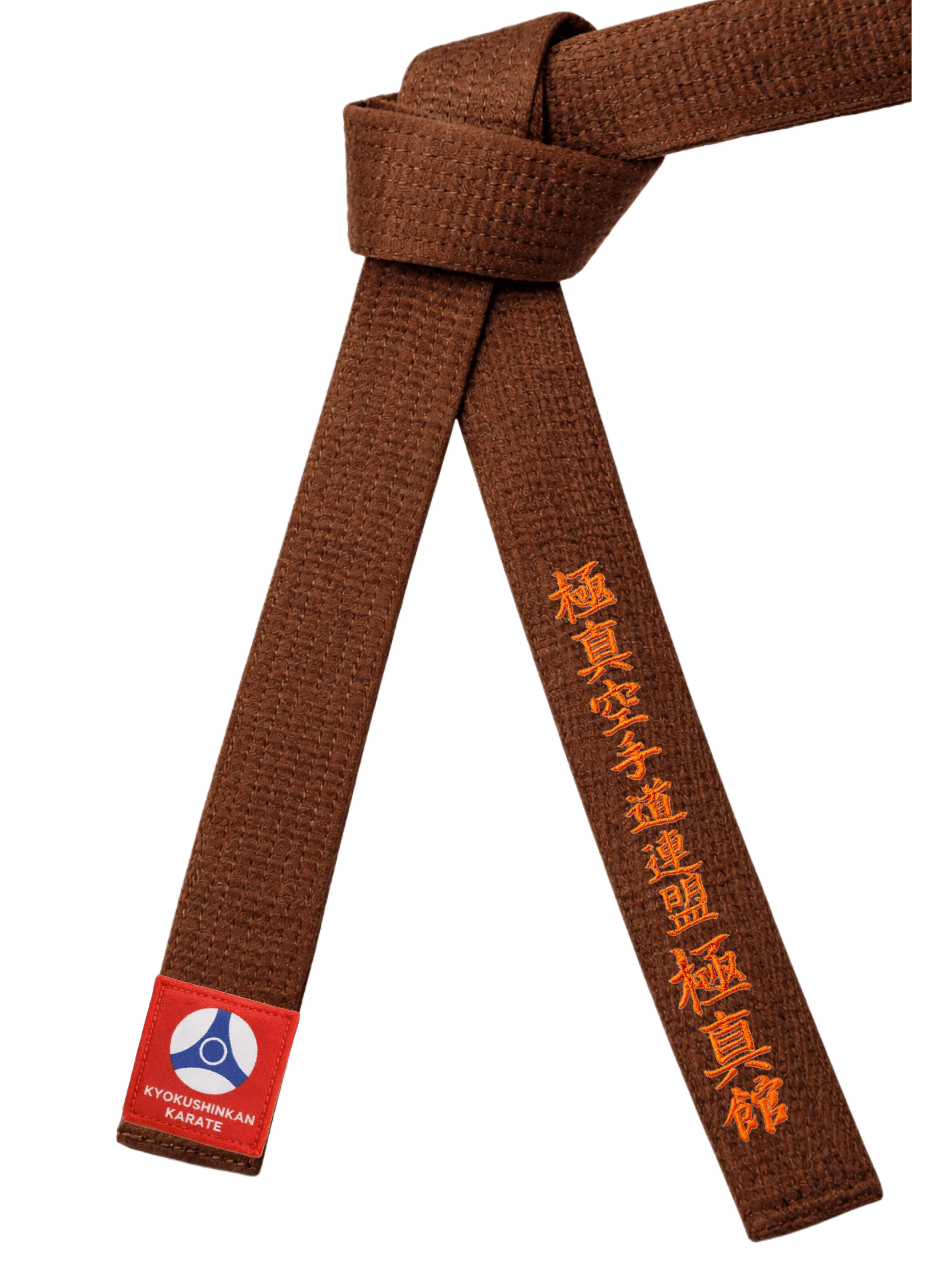 Коричневый пояс Кёкусин-кан KAITOGI: премиальный контраст золотой нити на темном фоне