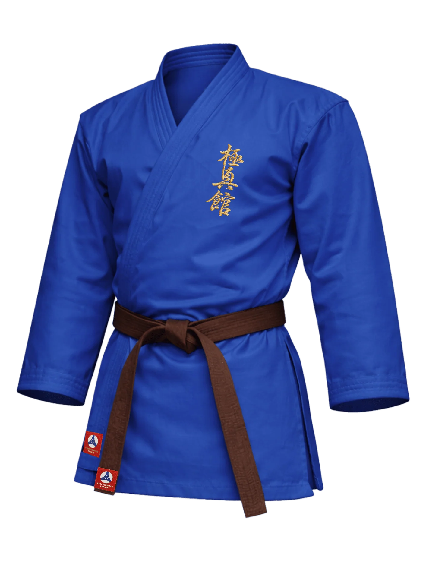 Синяя куртка карате KAITOGI К1 стандарт: качественный пошив и удлинённый подол