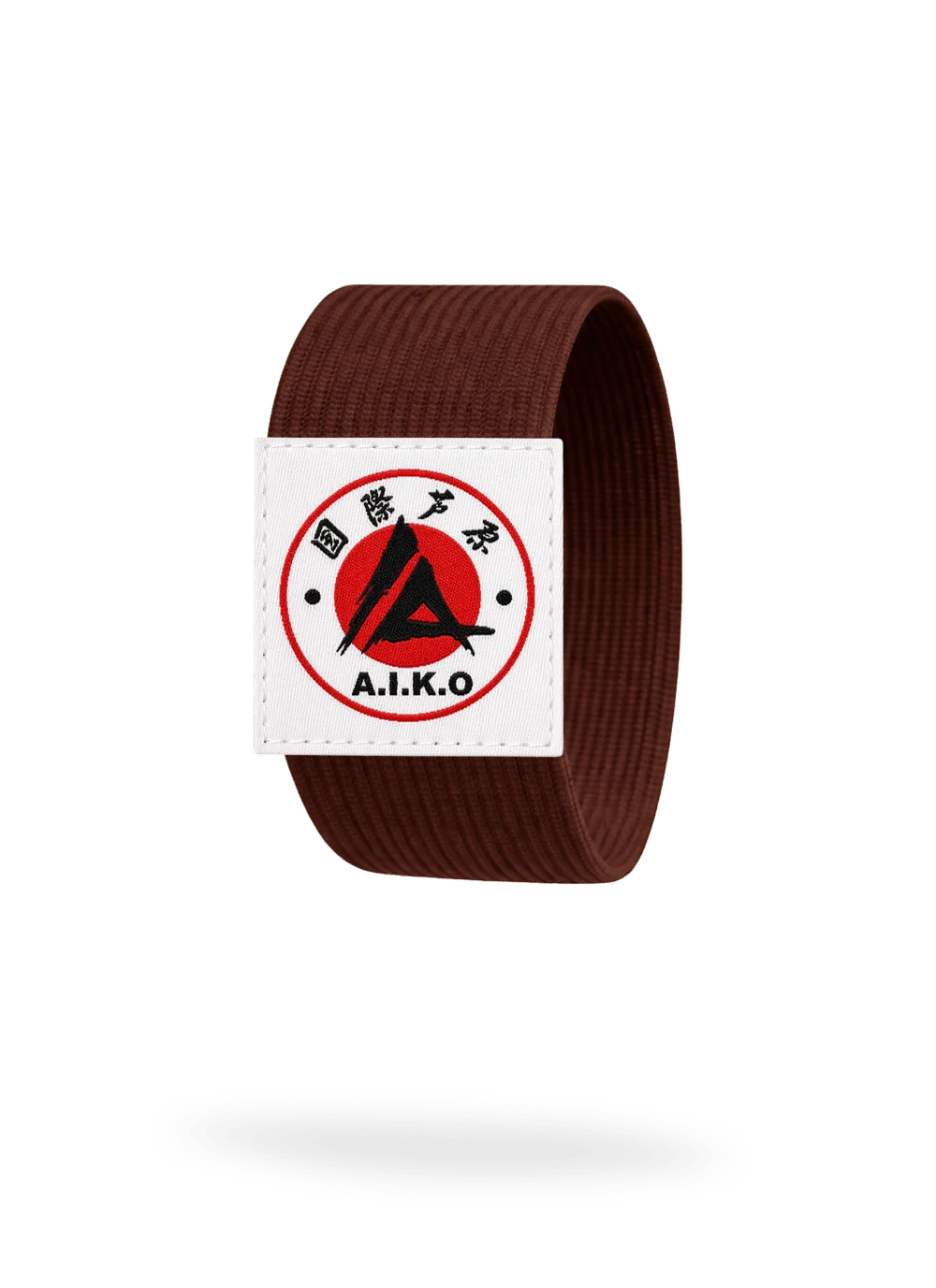 Коричневый фиксатор пояса AIKO, одинарная модель с вышивкой