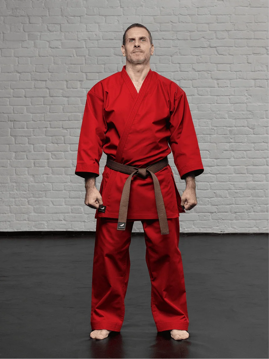 красное кимоно KAITOGI K1M1 для карате и кумите доги с длинным рукавом и длинными штанами