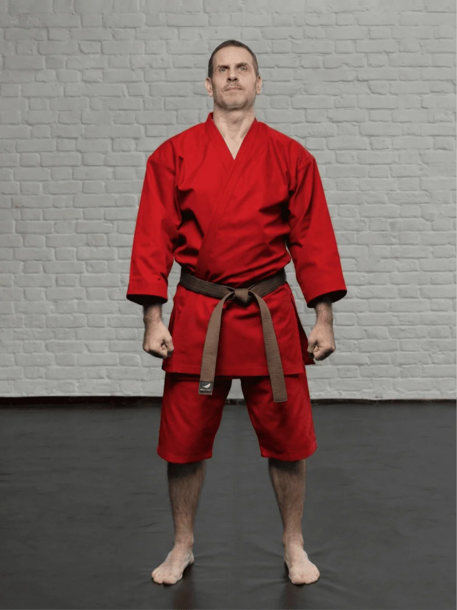 красное кимоно KAITOGI K1M5 для карате и кумите доги с шортами ниже колена kyokushin стиль