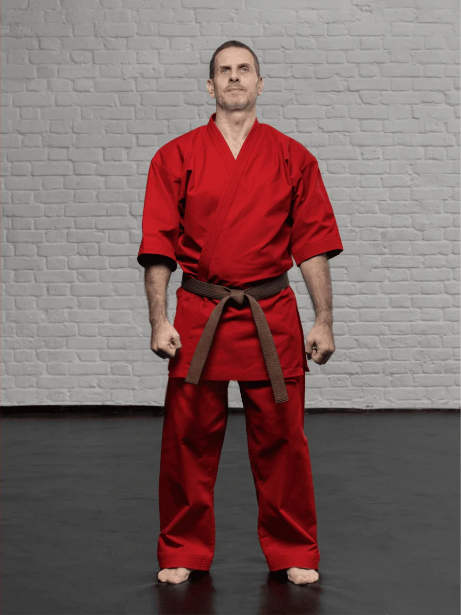 красное кимоно KAITOGI K2M1 для карате и кумите доги с рукавом 3/4 kyokushin стиль