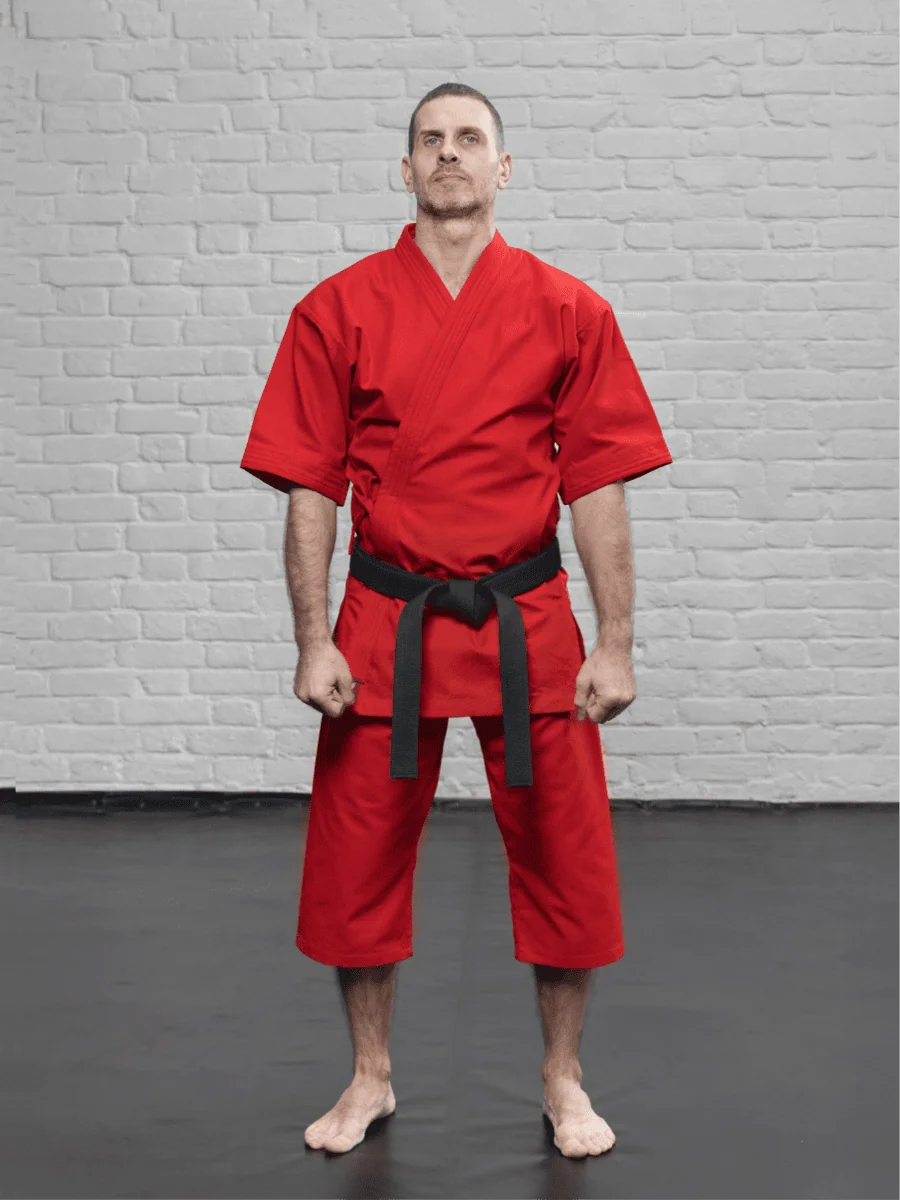 красное кимоно KAITOGI K2M4 для карате и кумите доги с рукавом 3/4 и штанами бриджами