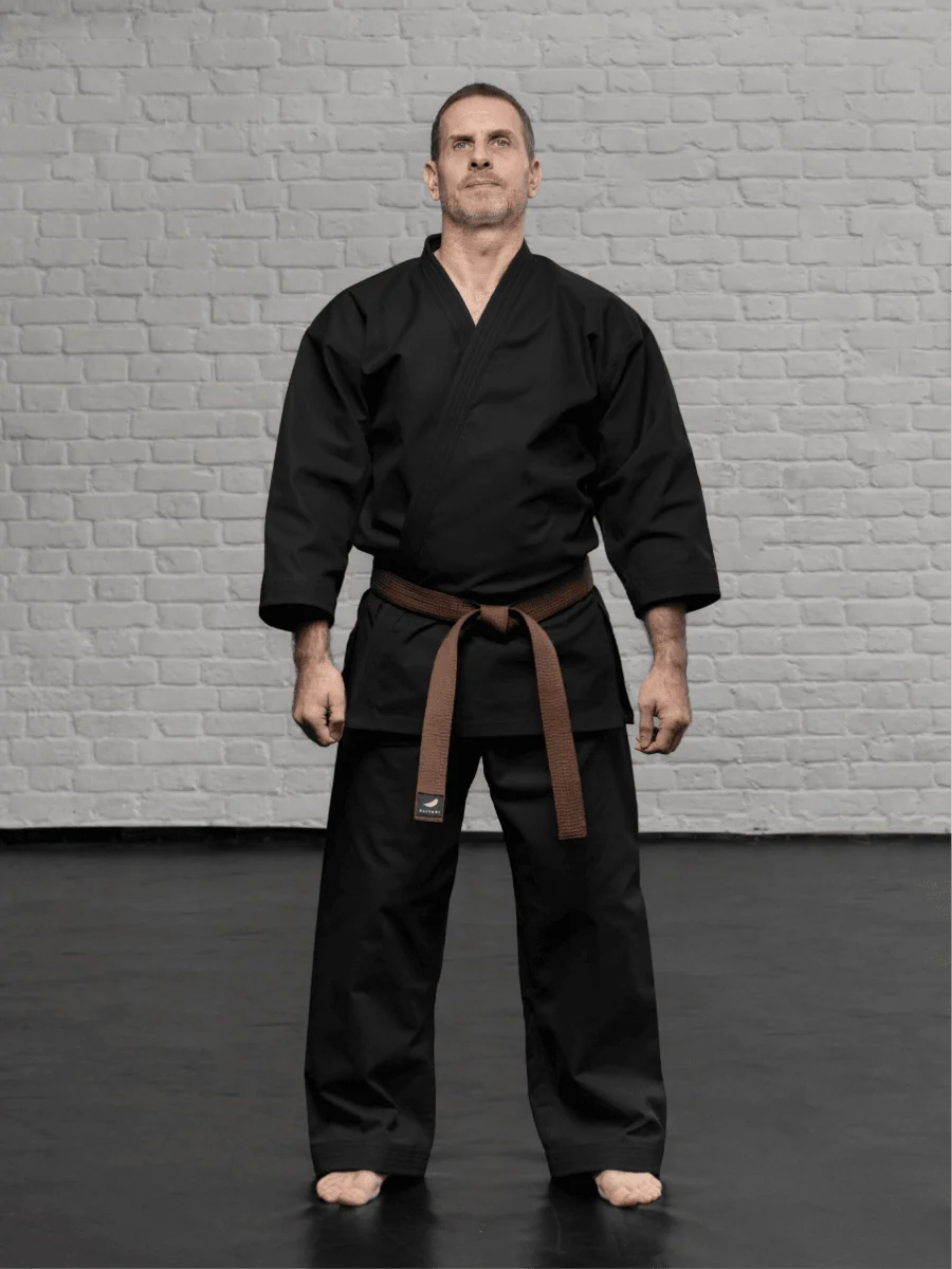 черное кимоно KAITOGI K3M1 для киокушинкай и единоборств доги modern fit с длинными штанами