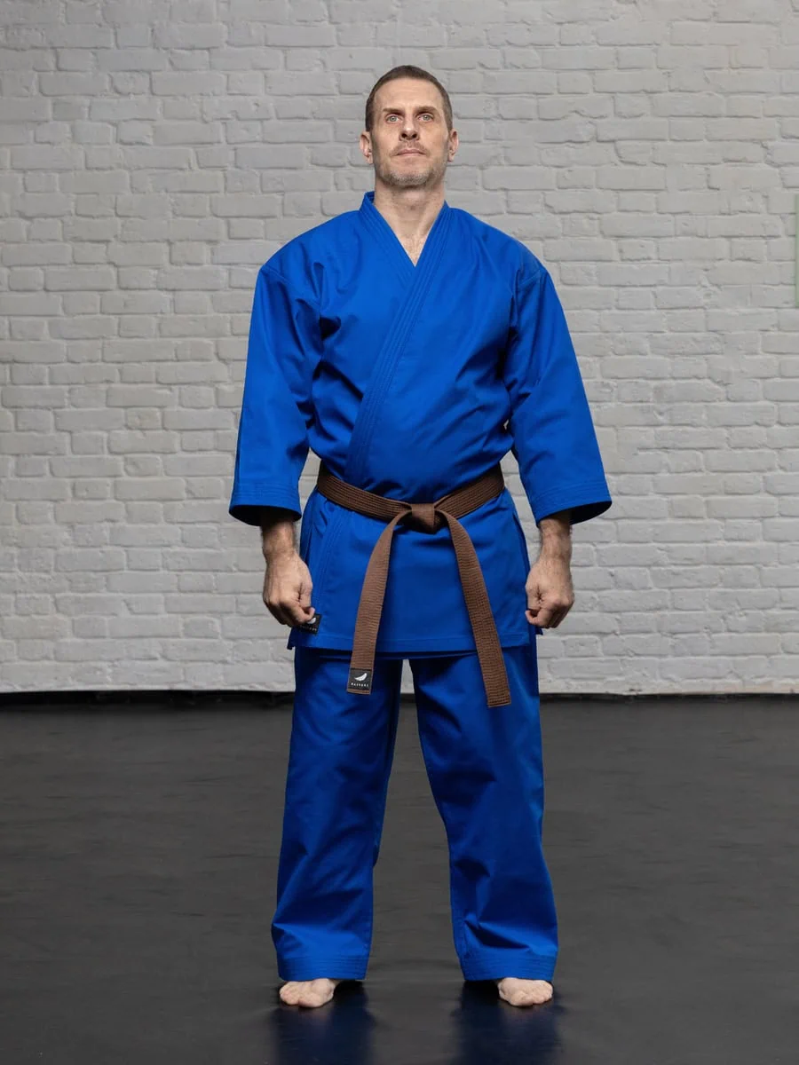 синяя куртка карате KAITOGI K1 полный рост форма для кумите kyokushin dogi premium