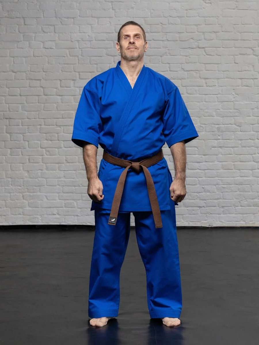 синяя куртка карате KAITOGI K2 полный рост форма для кумите kyokushin dogi рукав ниже локтя