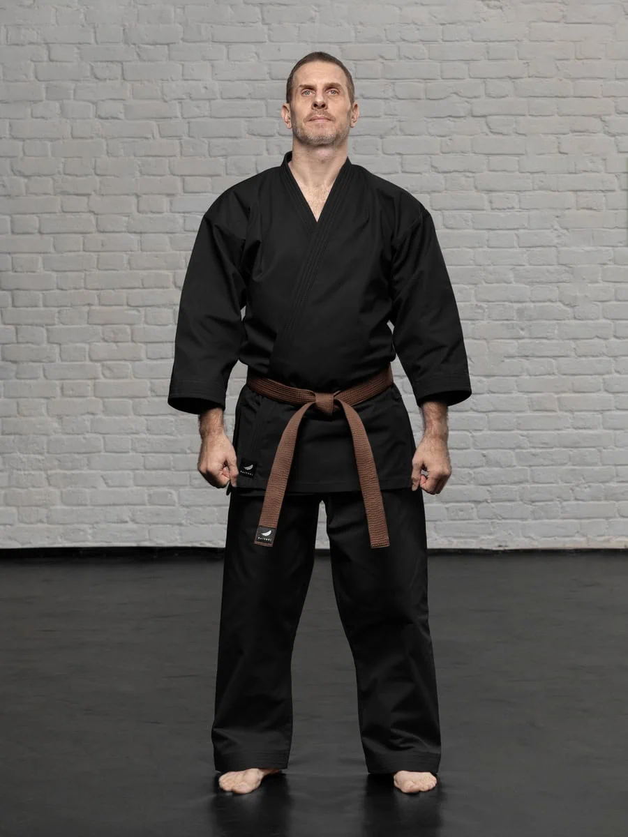 черная куртка карате KAITOGI K3 полный рост кимоно для кумите kyokushin dogi short fit