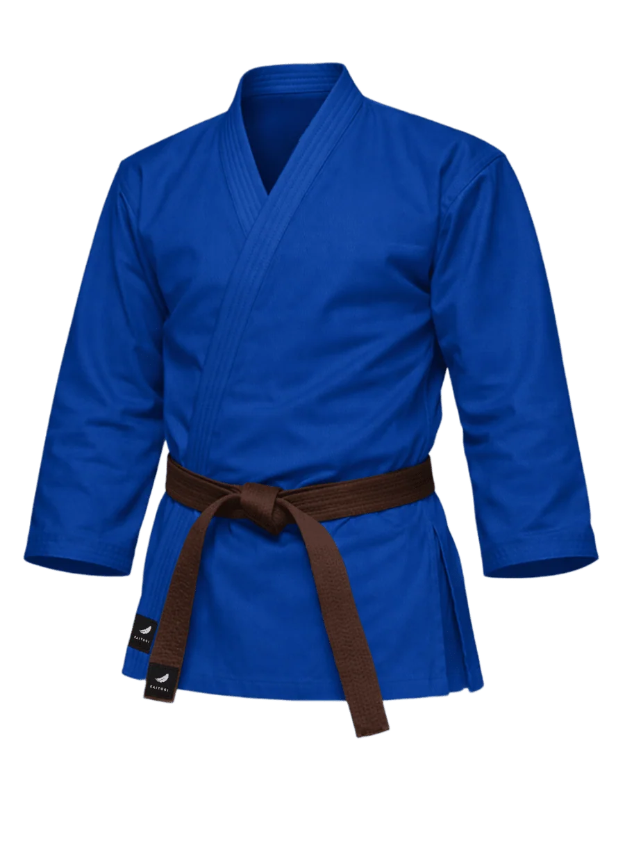 синяя куртка для карате KAITOGI K3 dogi kyokushin короткий подол кимоно для тренировок