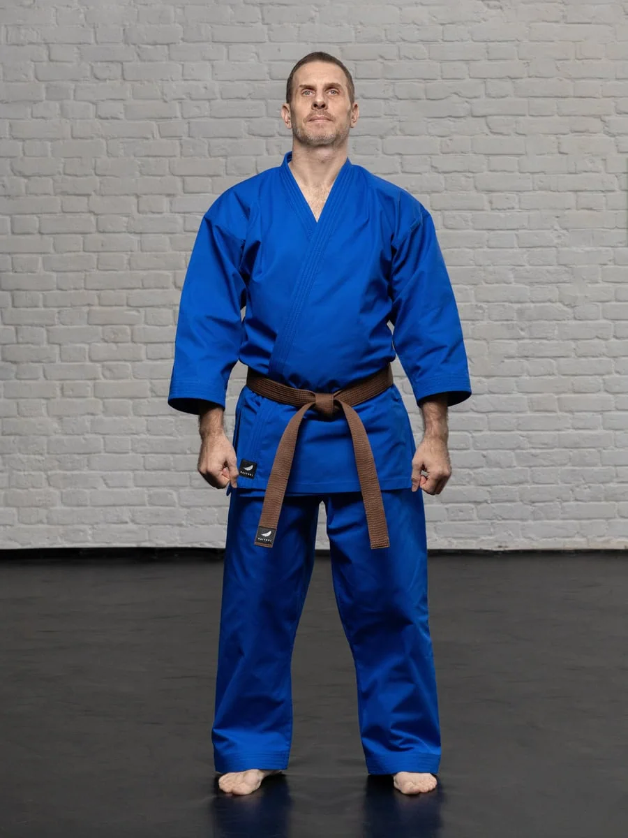синяя куртка карате KAITOGI K3 полный рост форма для кумите kyokushin dogi short jacket