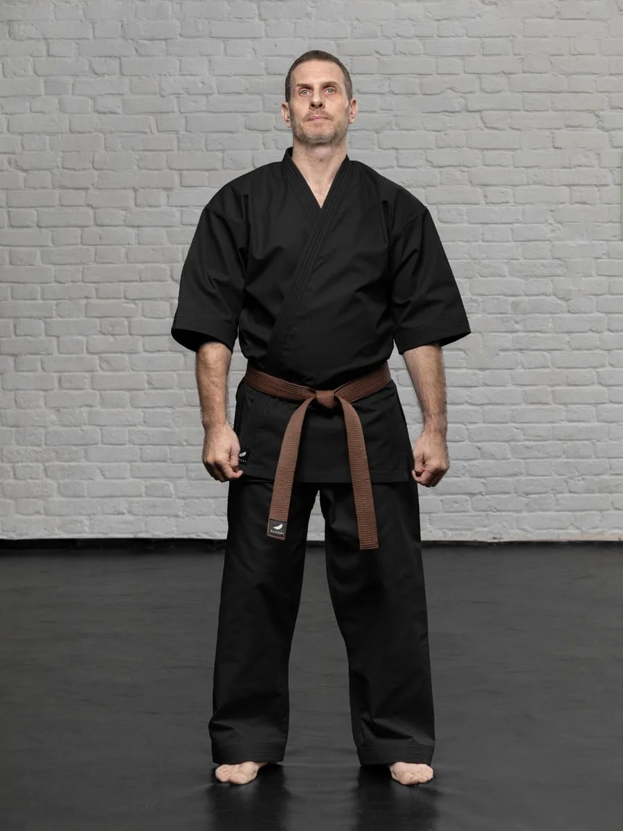 черная куртка карате KAITOGI K4 полный рост кимоно для кумите kyokushin dogi short fit