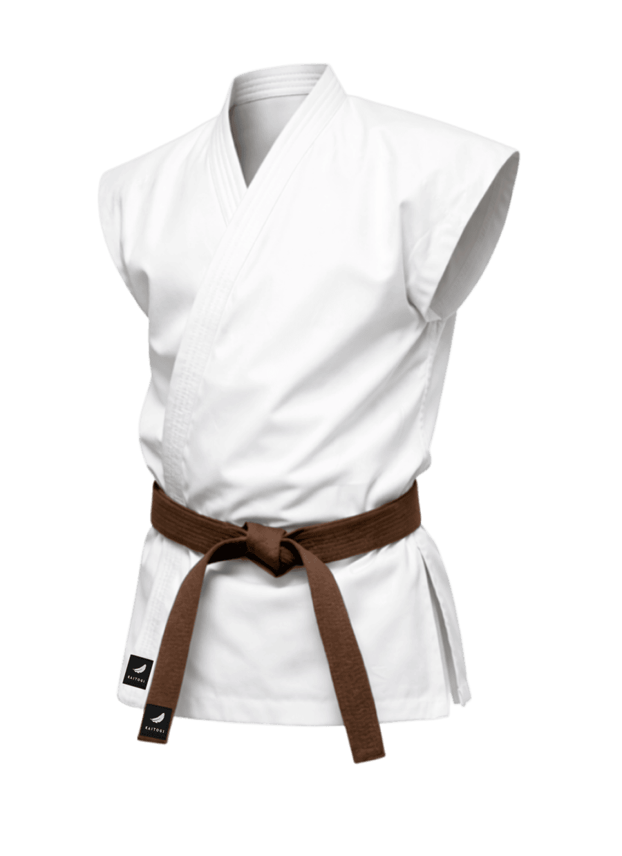белая куртка для карате KAITOGI K6 dogi kyokushin без рукавов короткий подол кимоно для кумите