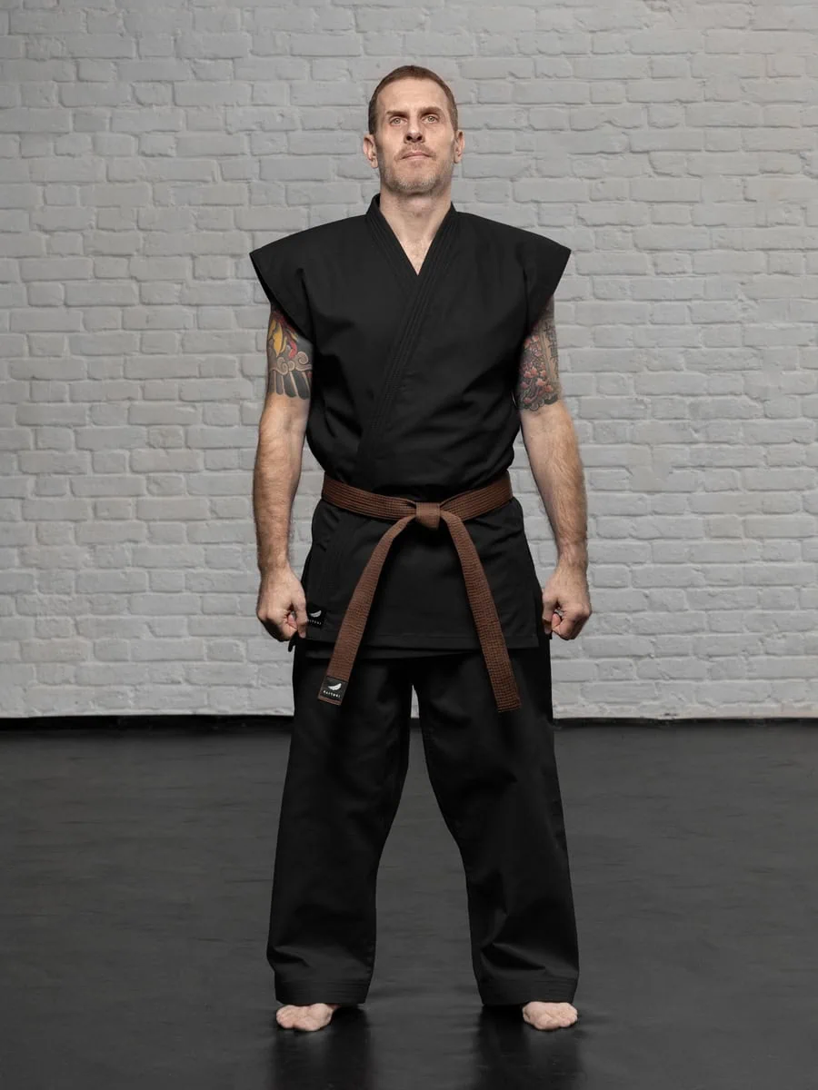 черная куртка карате KAITOGI K6 полный рост кимоно для кумите lightweight dogi modern fit