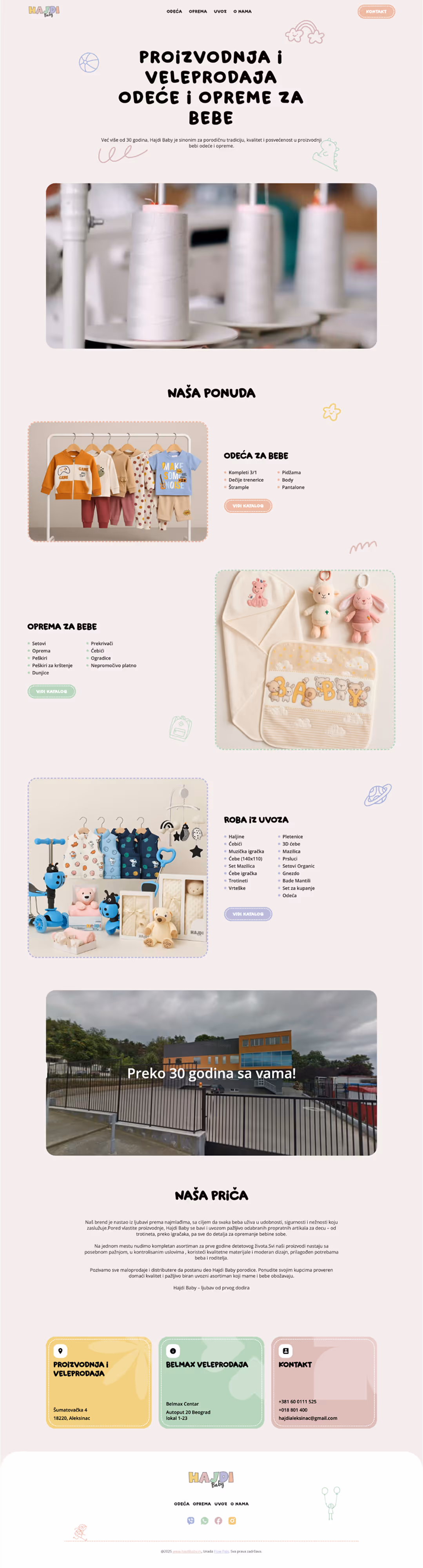 Hajdi Baby Landing page.