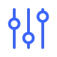 Three vertical sliders with circular knobs representing adjustable settings.