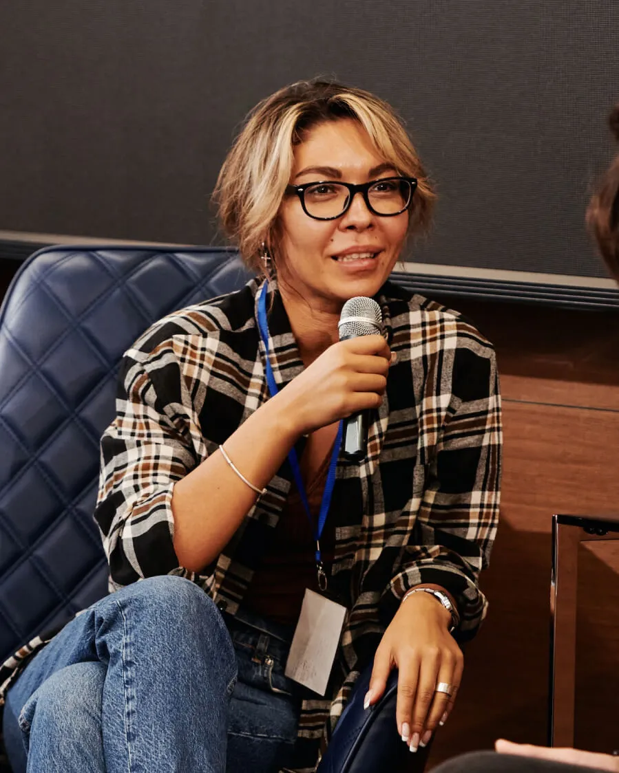 woman with microphone