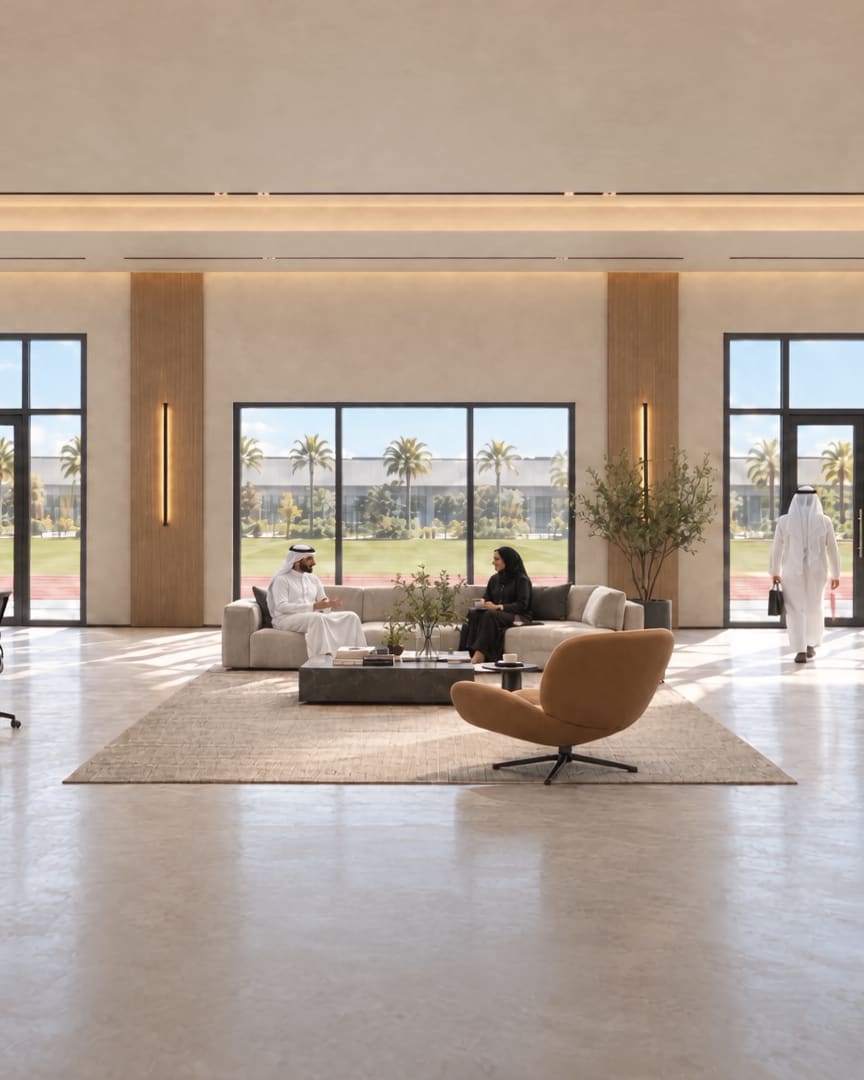 Offices: an open-plan workspace with a lounge.