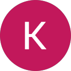 White letter K centered on a dark pink circular background.