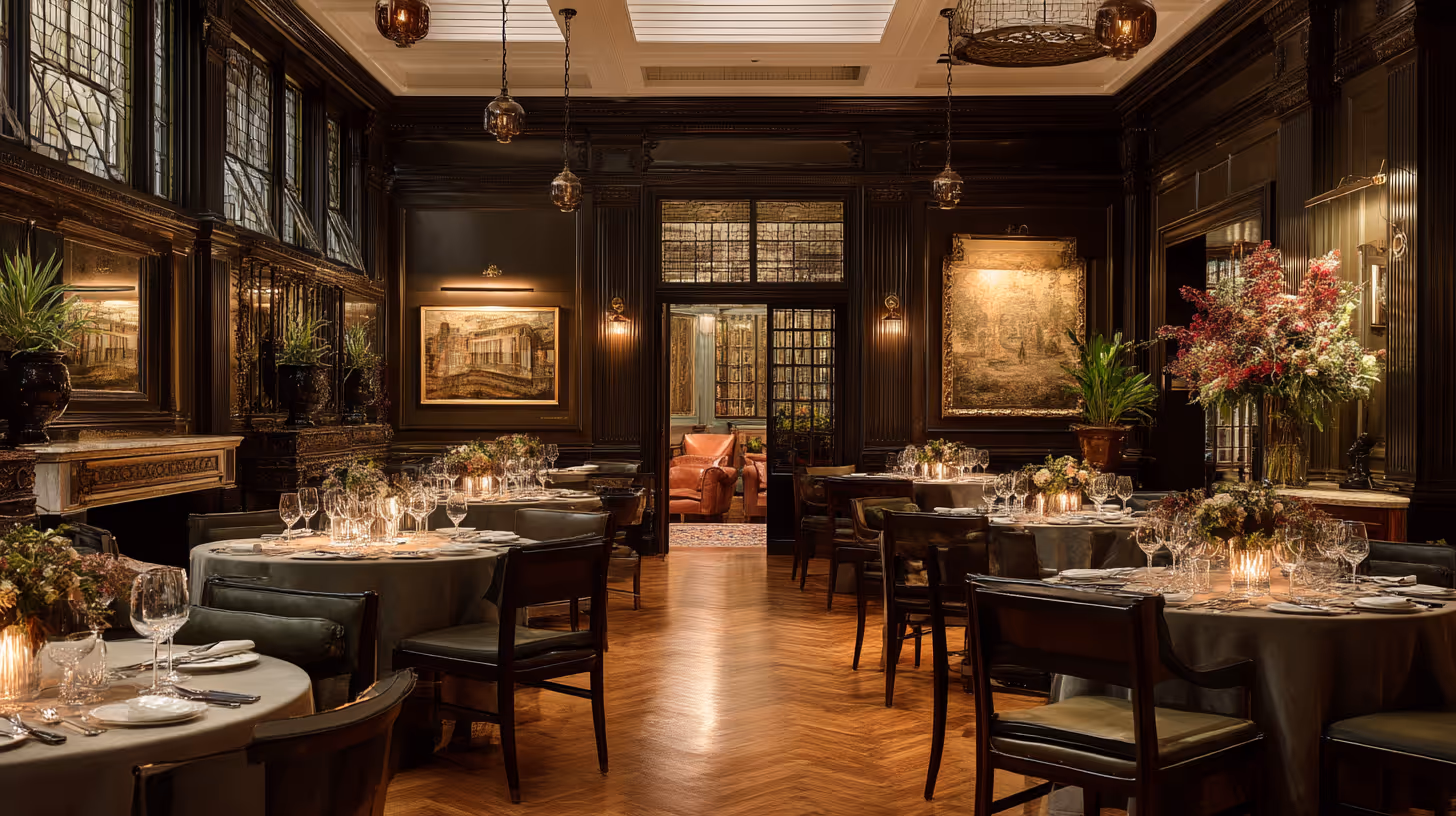 Elegant private dining room set for a dinner gathering