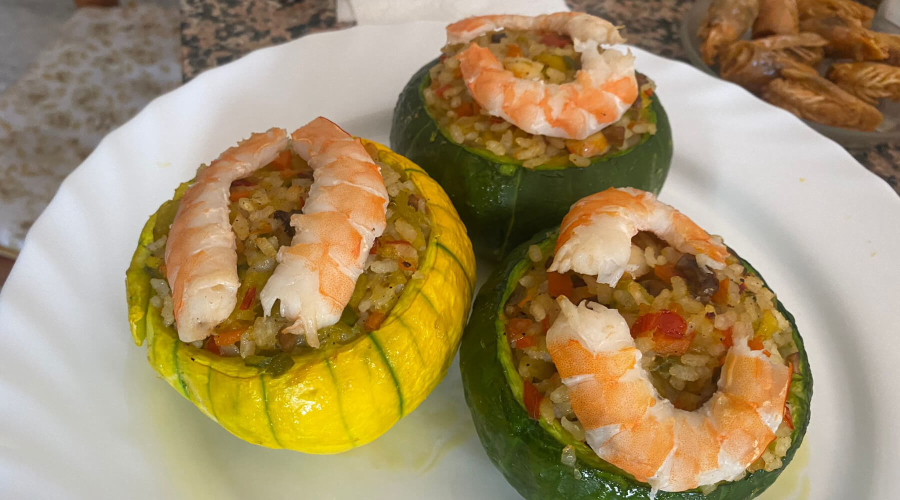 Zucchiolo® filled with rice and shrimp
