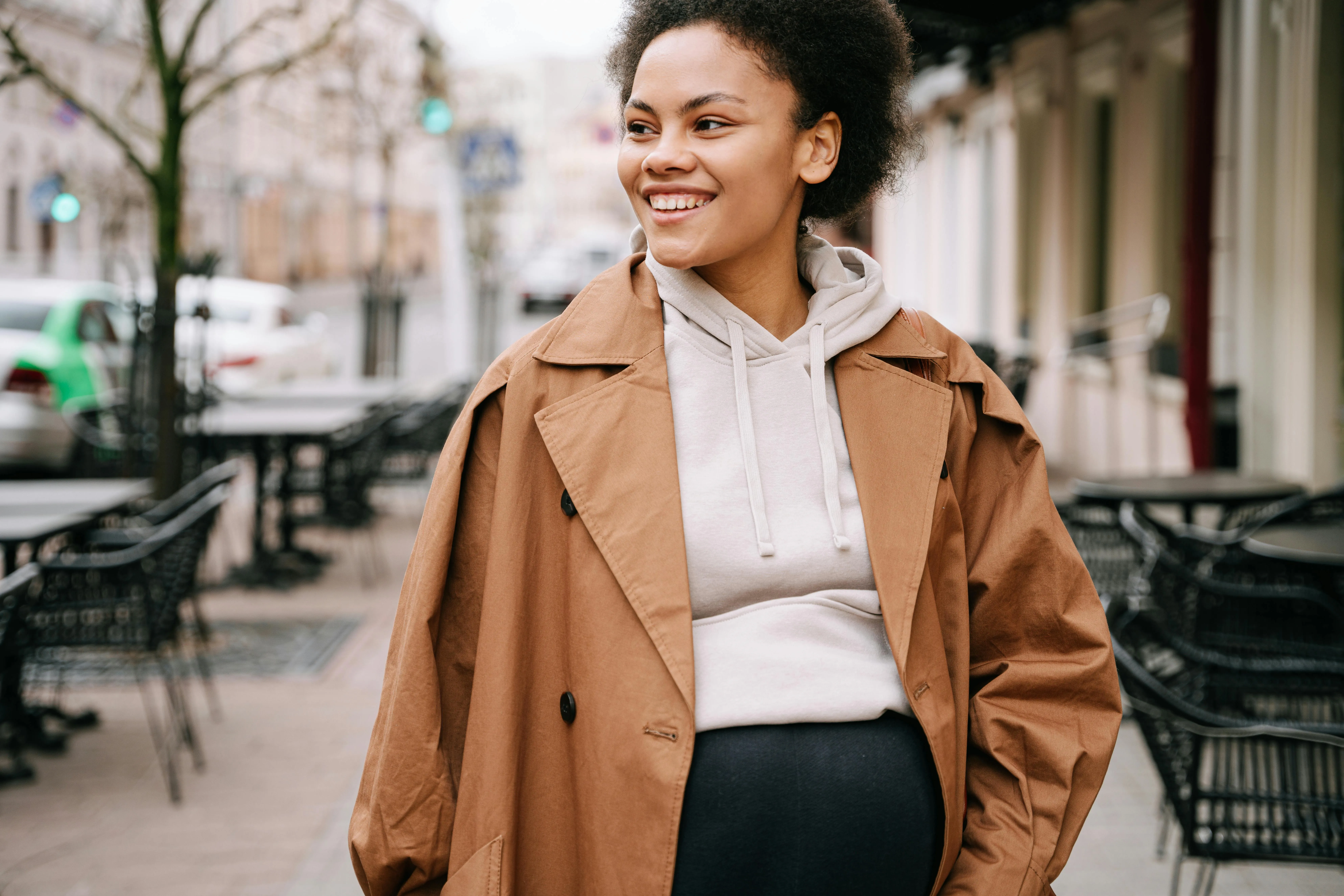 Lady walking and smiling