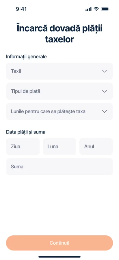 Ecran din aplicația Pick – încarcă dovada plății