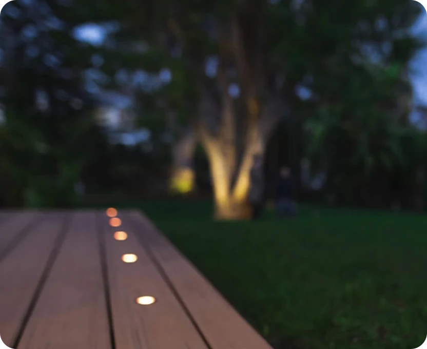 An outdoor lighting outside of a house