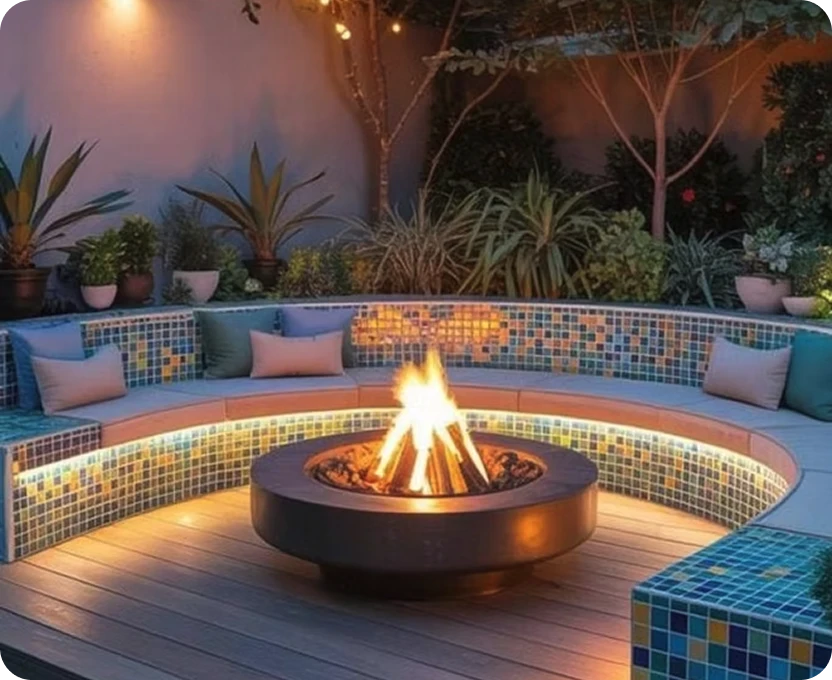 An outdoor lighting in the yard