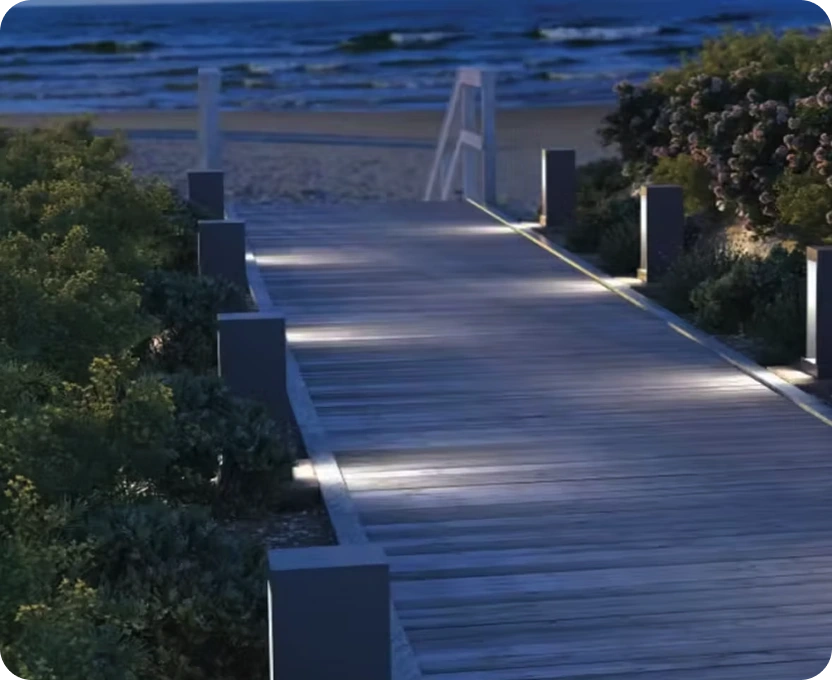 An outdoor lighting on the beach
