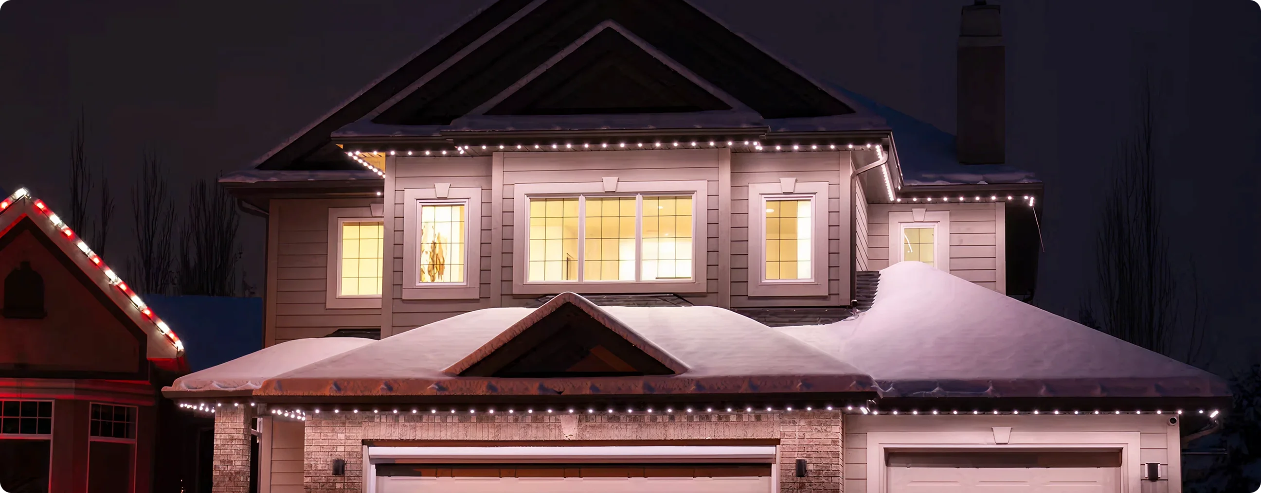 A house with the outdoor lighting
