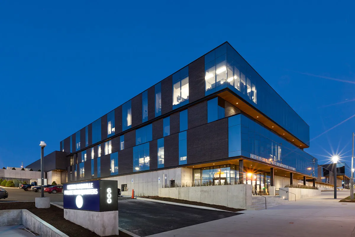 Exterior view of Metro Nashville Police Department and Family Safety Center in Nashville, TN, constructed by Bock Construction.